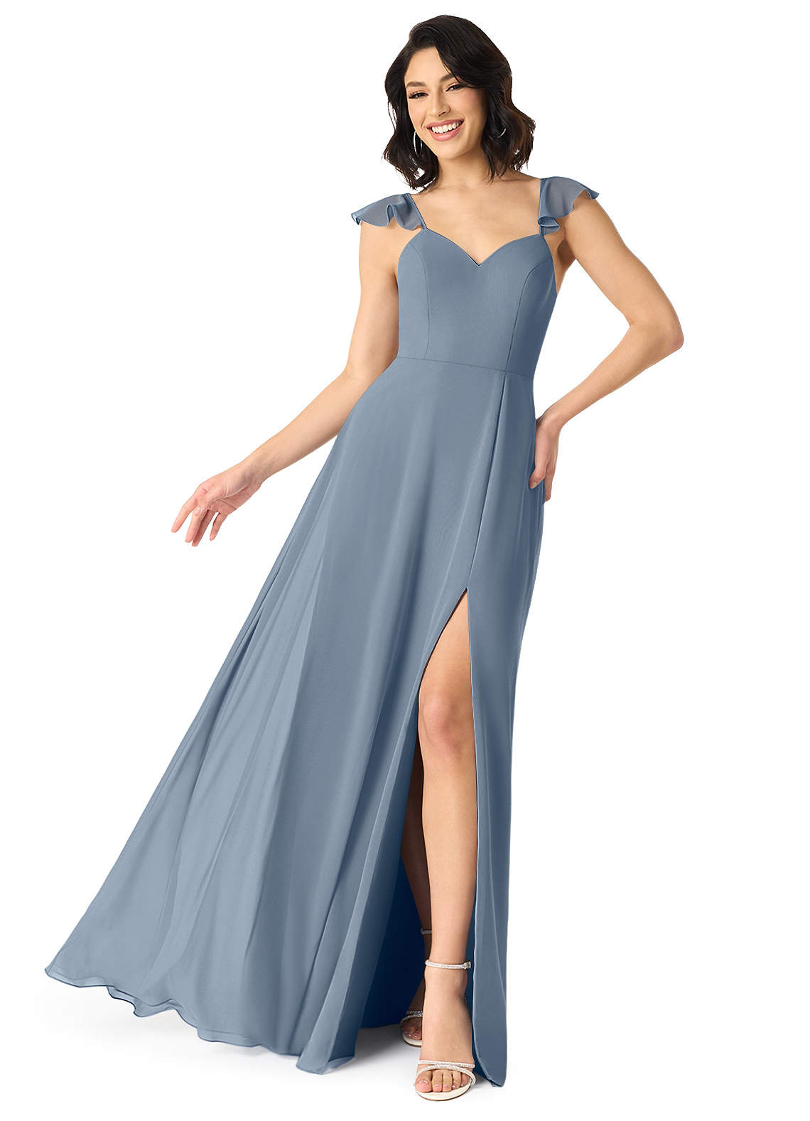 Azazie Everett Bridesmaid Dresses Twilight A-Line V-neck Ruched Chiffon Dress image1