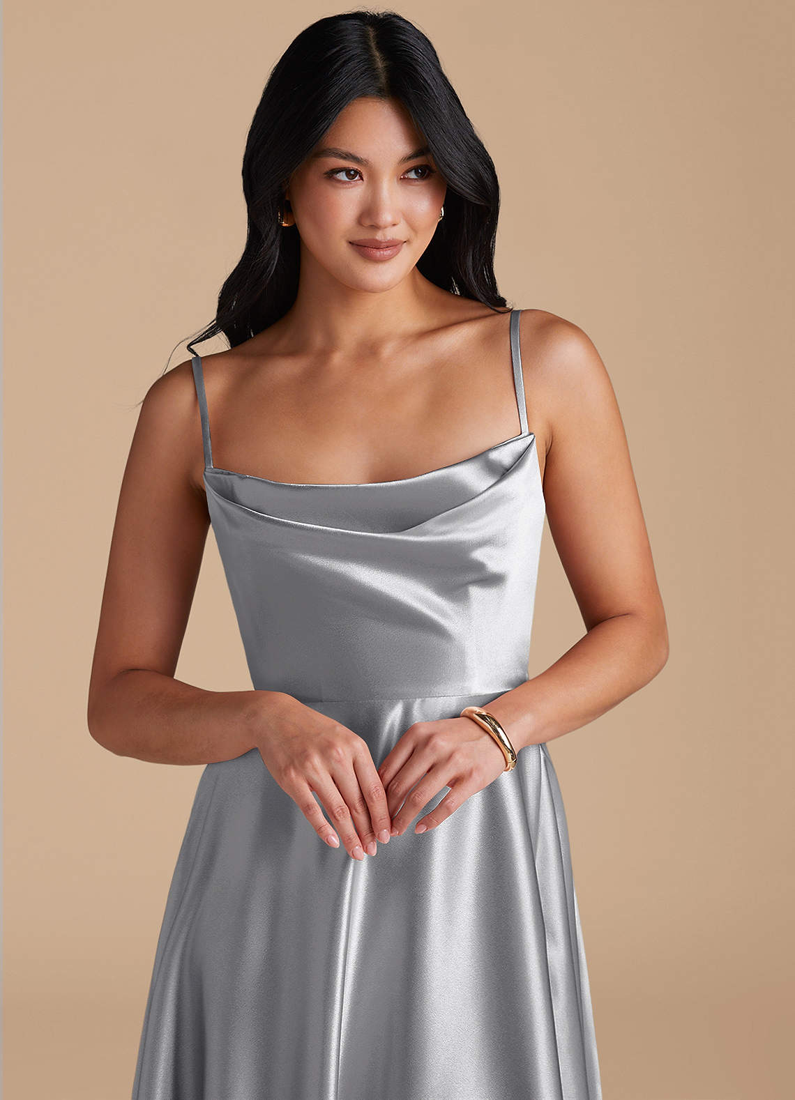 knee length dresses for ladies Miss Circle Women's Shay Gold Stretch Knit Backless Long Sleeve Dress