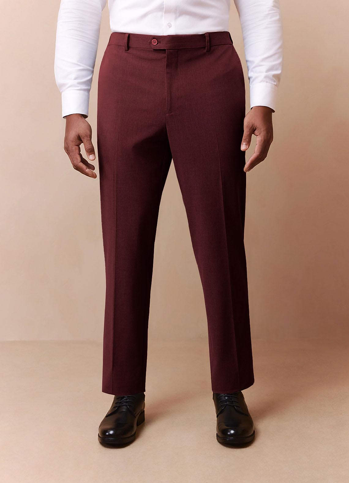front Savile Burgundy Wool Blend Dress Pants