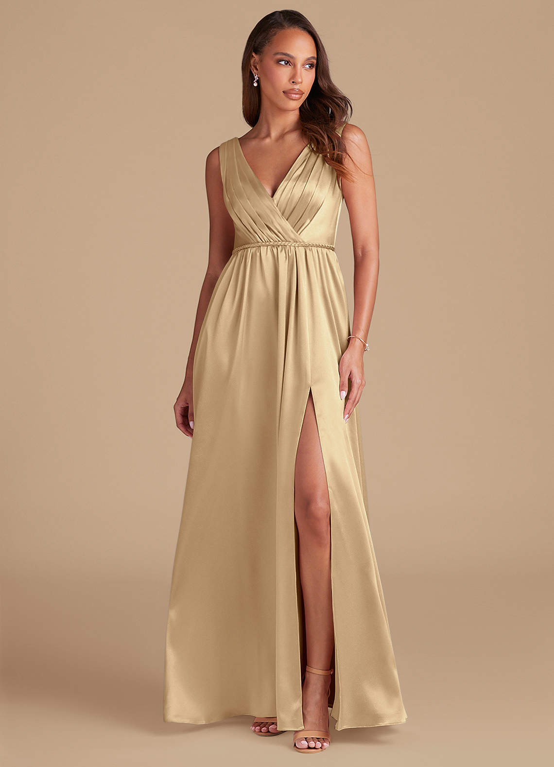 azazie champagne dress Azazie Saige