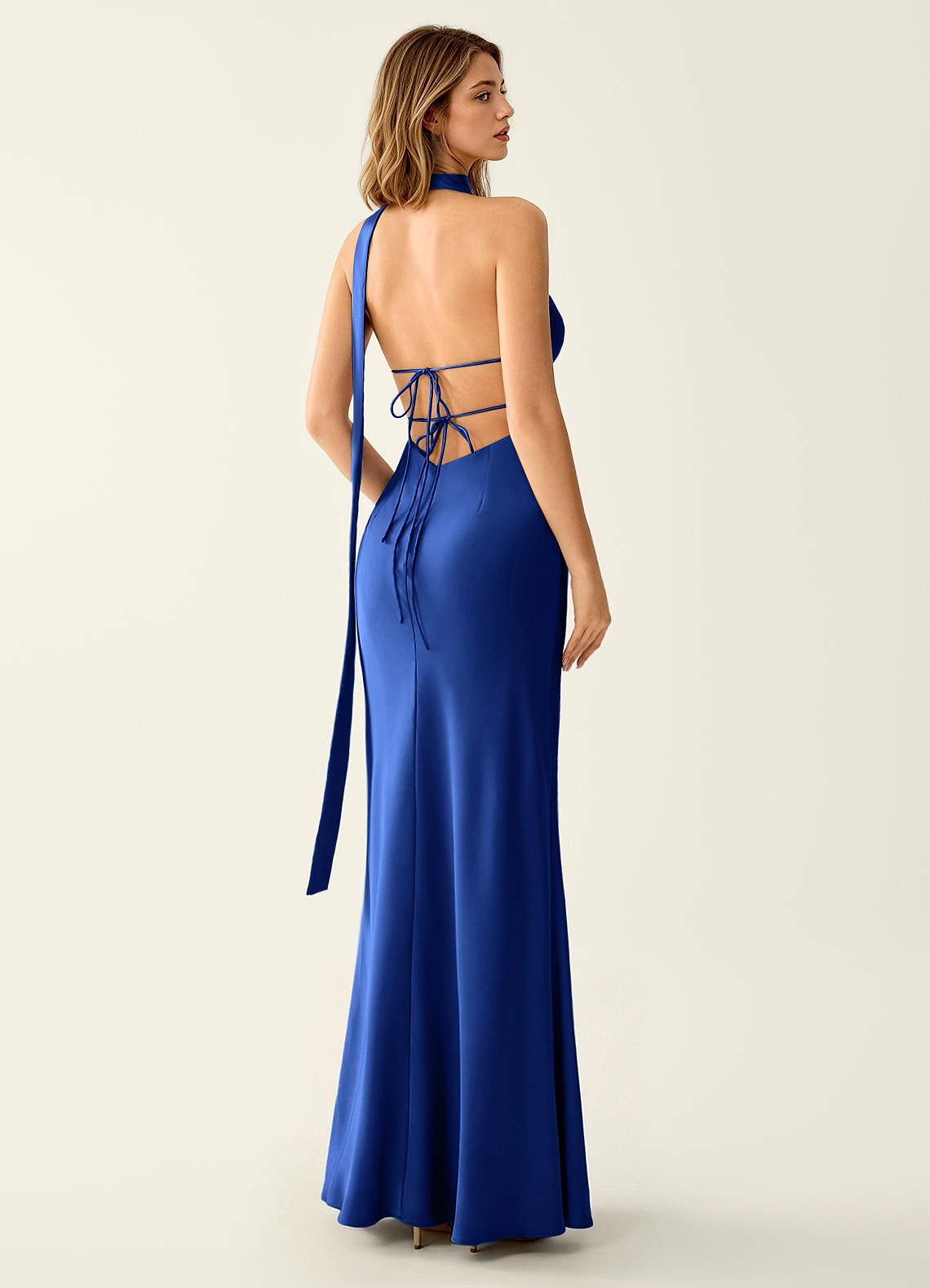 royal blue backless dress Wrenllien Deep V-Neck Satin Maxi Size:14 Waist Line V-neck dress Jaya Floral Backless Midi