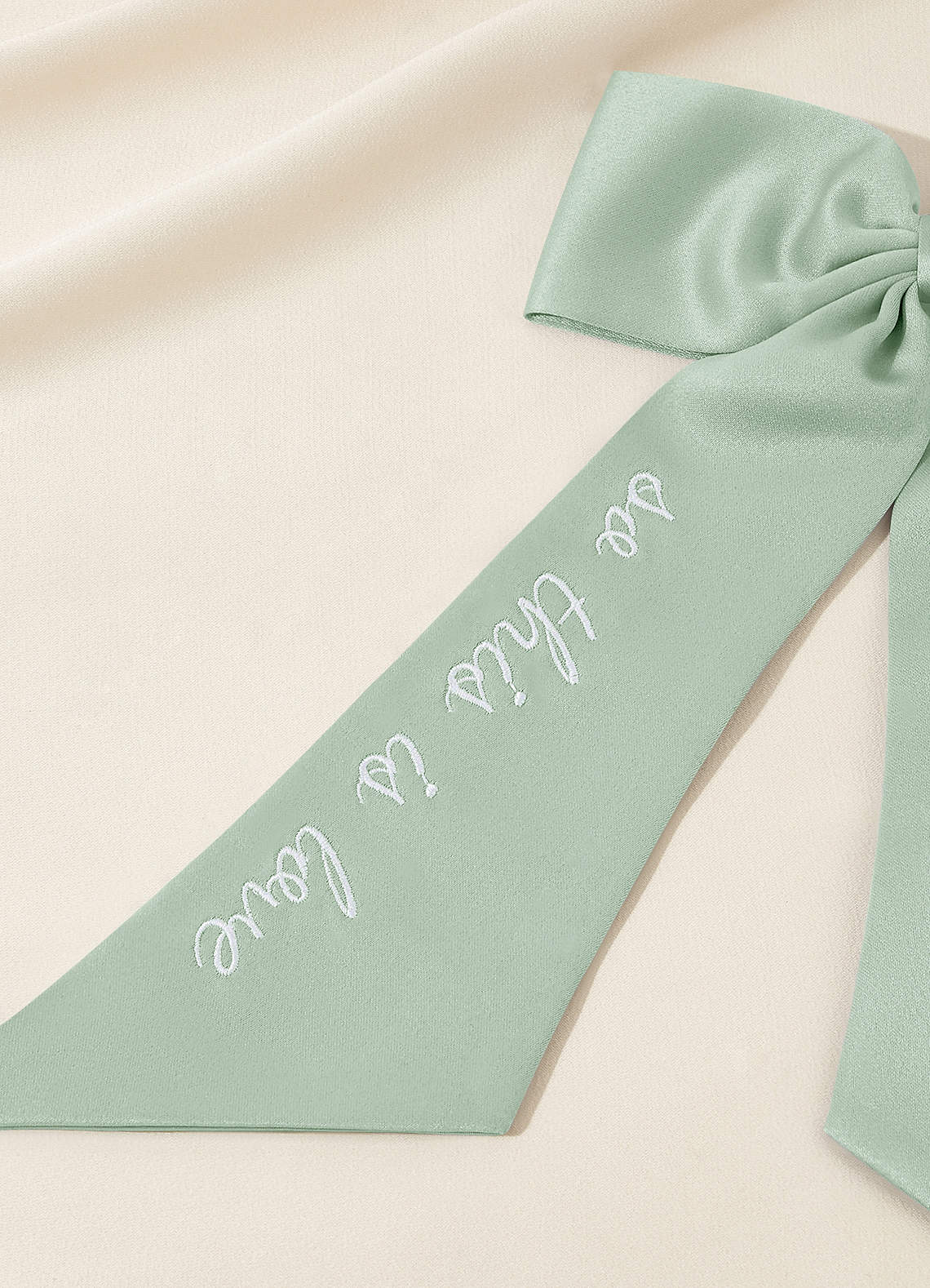 front Personalized Embroidered Matching Color Bow Hair Clip