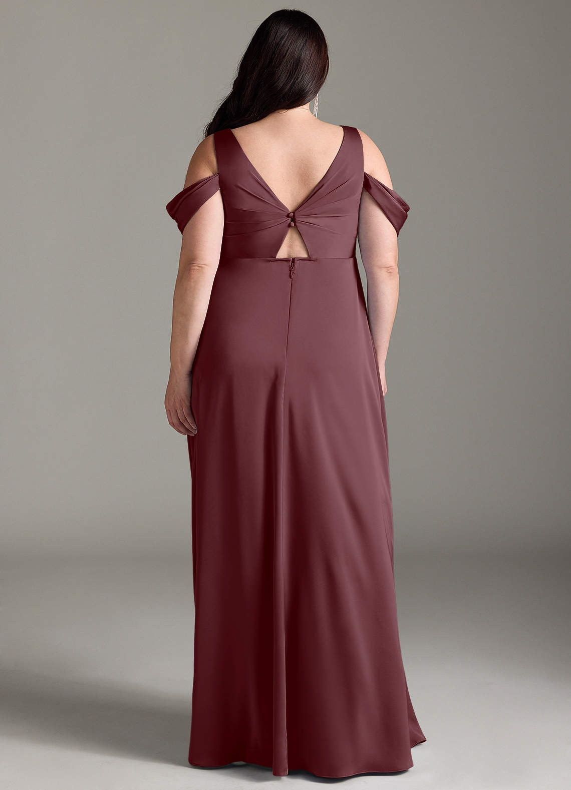Azazie Rhea Brautjungfernkleider für Schwangere A-Linie Schulternfrei Gefaltet Stretch-Satin Bodenlänge Kleid image8