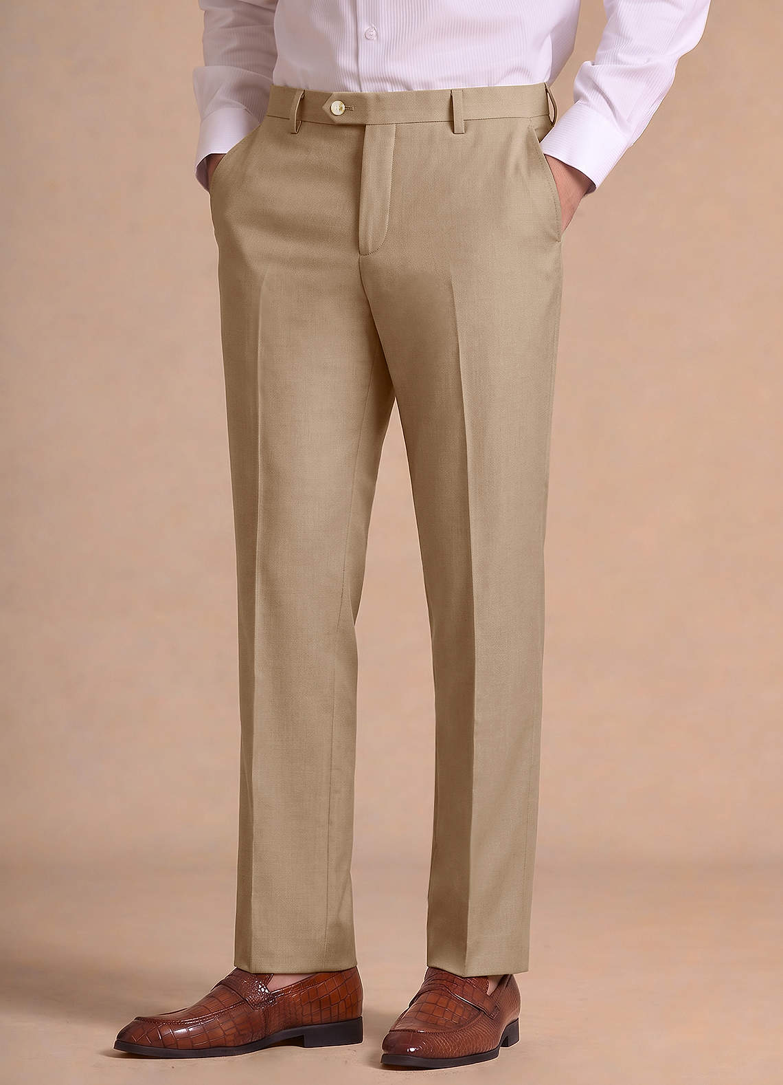 front Bennett Tan Wool Blend Suit Pants