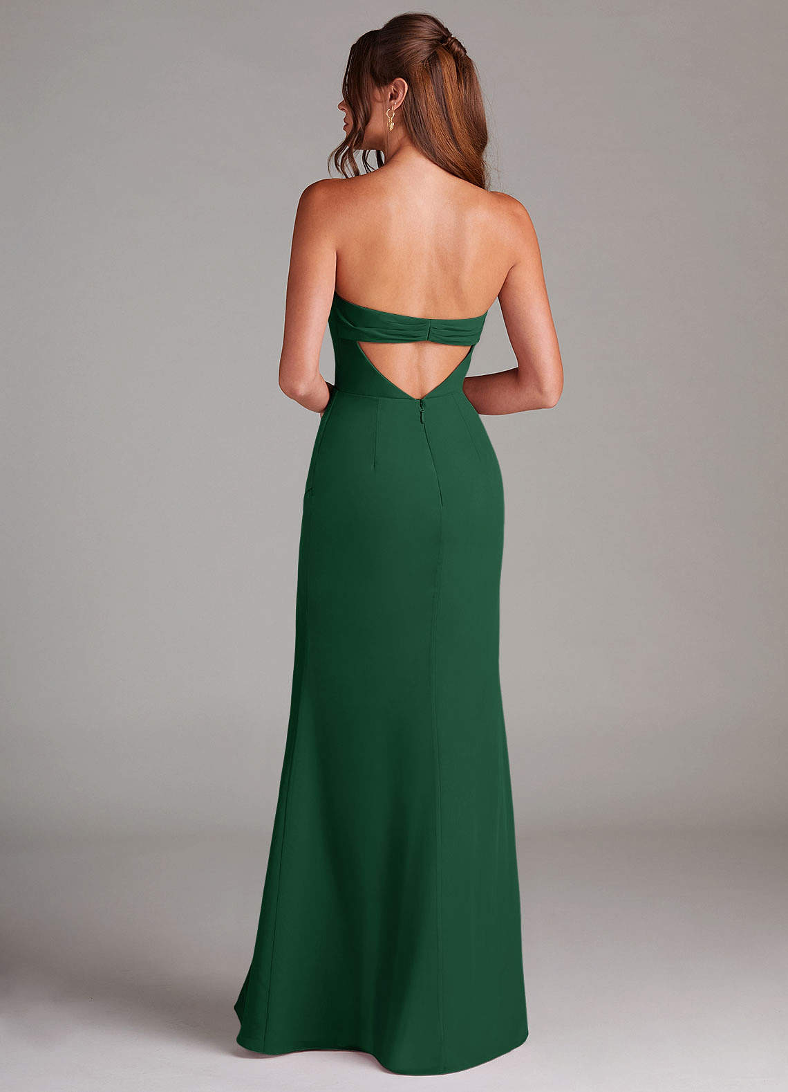 Azazie Leonis Bridesmaid Dresses Dark Green Sheath Strapless Chiffon Convertible Dress image4