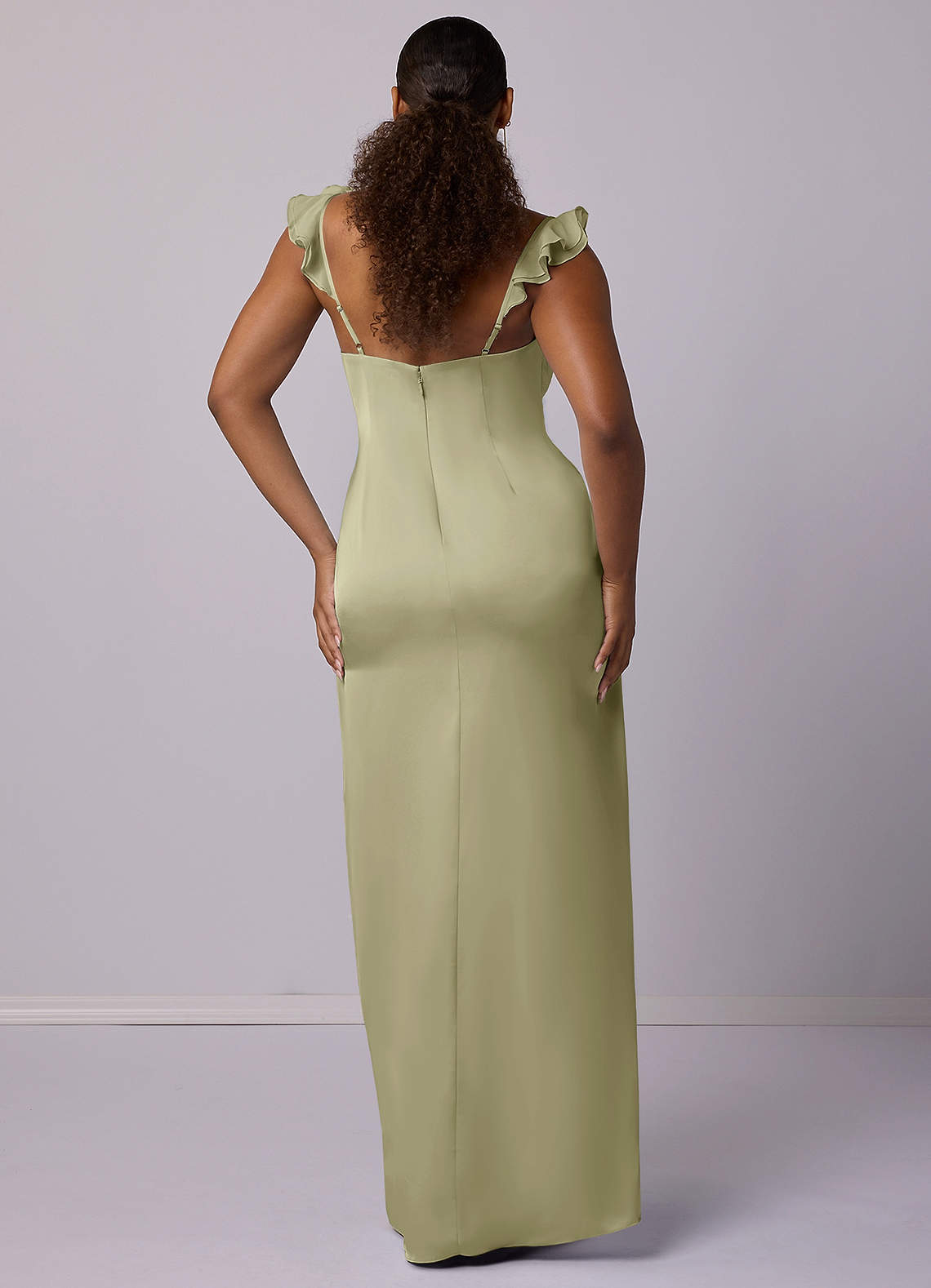 Barbie ♥ Azazie Vente Finale Robe Fourreau en Satin extensible Dusty Blue image6