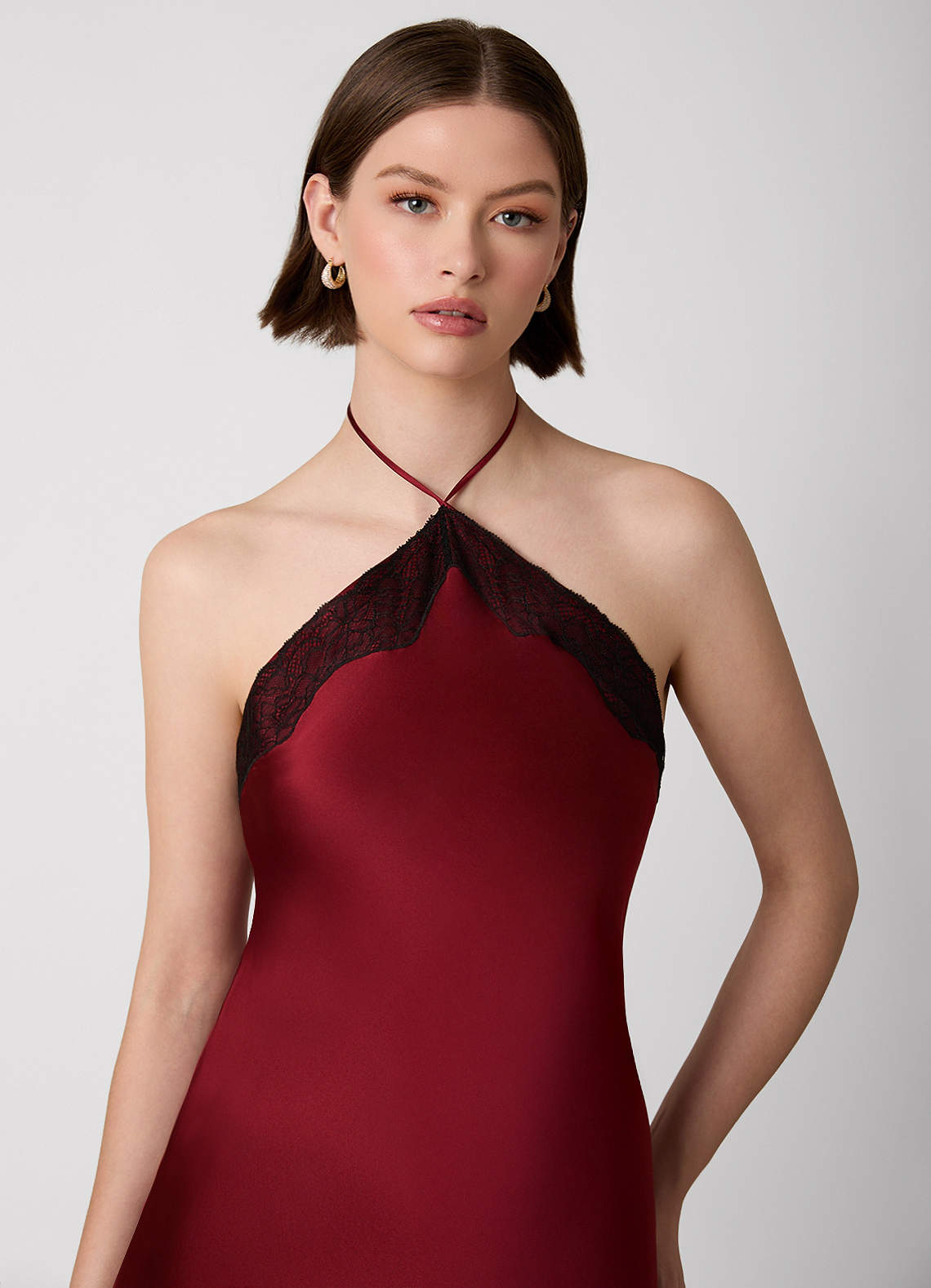 burgundy lace halter dress Halter Floral Lace Maxi Dress Burgundy