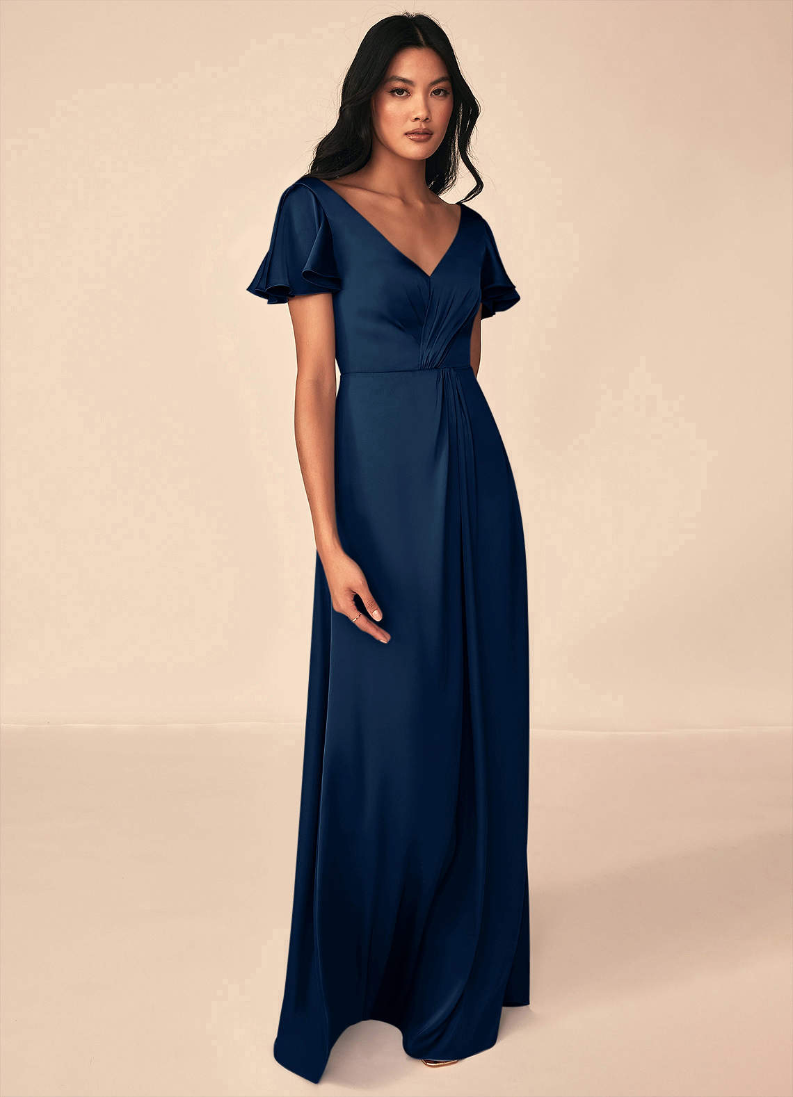 Azazie Soren Dark Navy Stretch Satin Bridesmaid Dresses