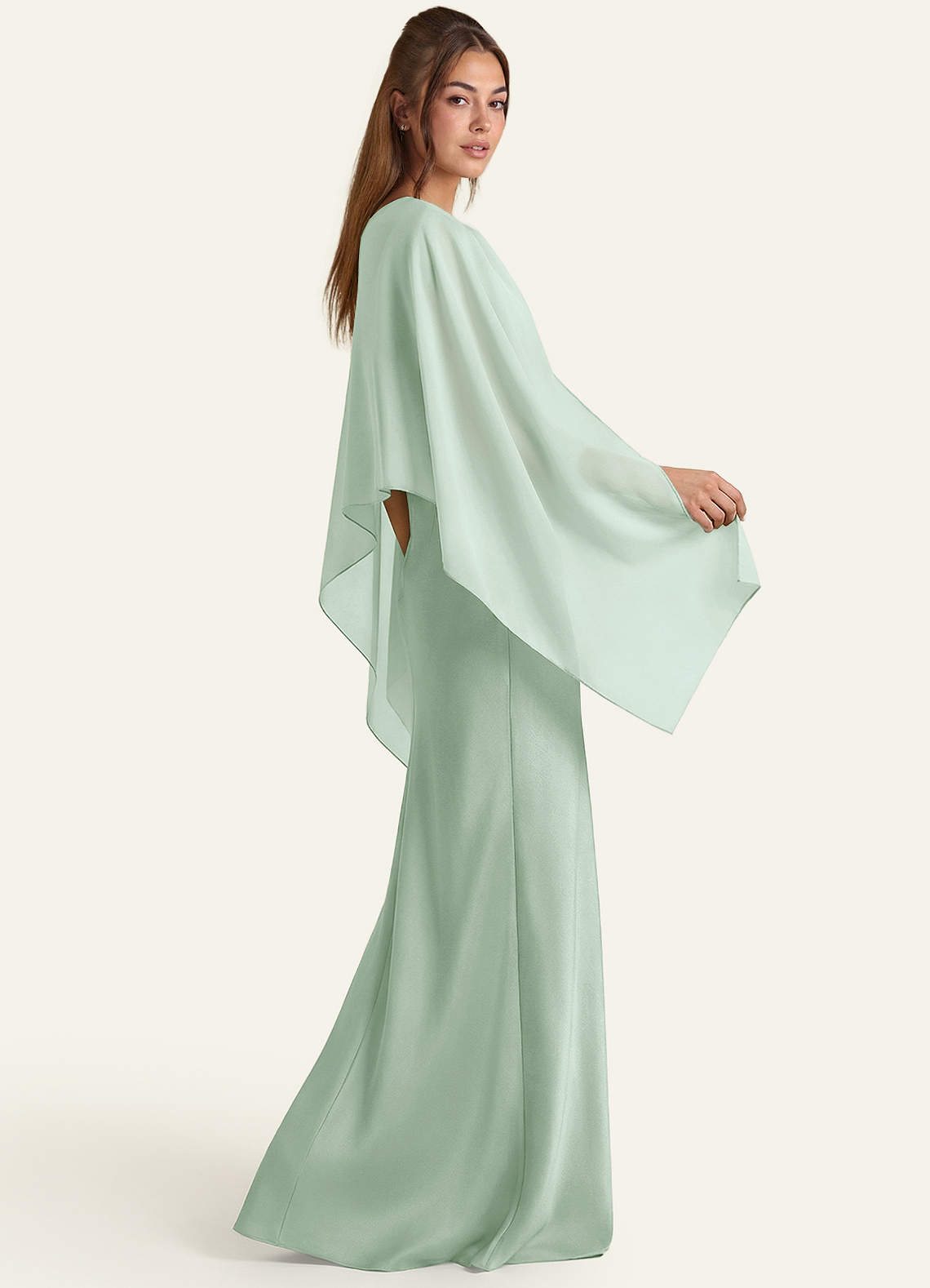 front Azazie Dopasowany kolor szal Aleena z szyfonu