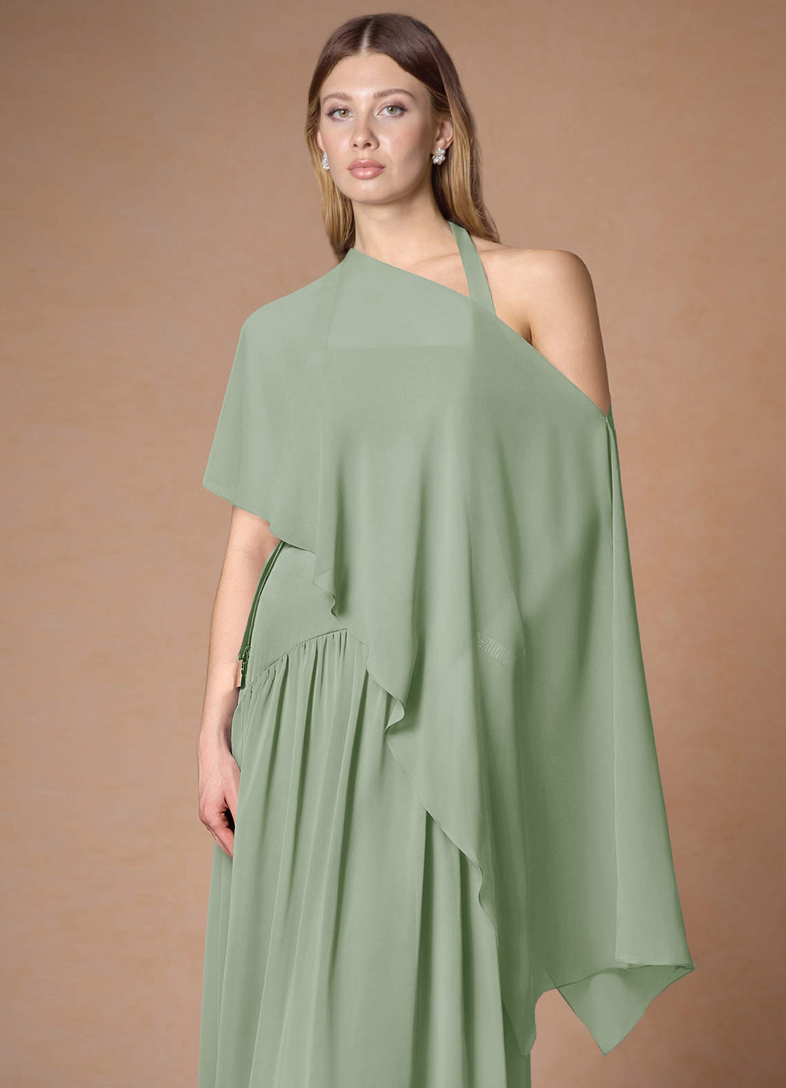 front Azazie Matching Color Chiffon Multiway Cape