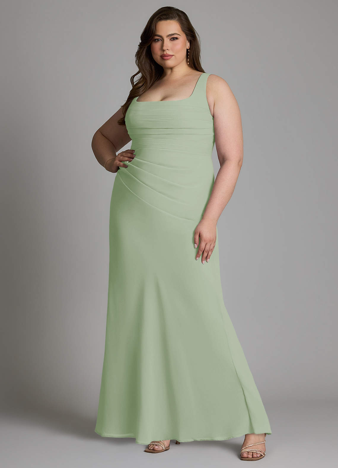 Azazie Agustina Bridesmaid Dresses Dusty Sage Mermaid Corset Chiffon Dress image7