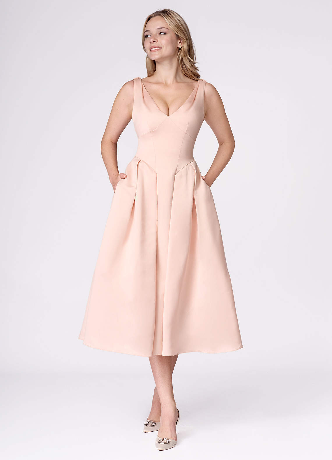calvin klein formal dresses long Blush Pink Lace Sweet Sixteen Semi Formal Prom Dress Size 4 / Pink main image 0