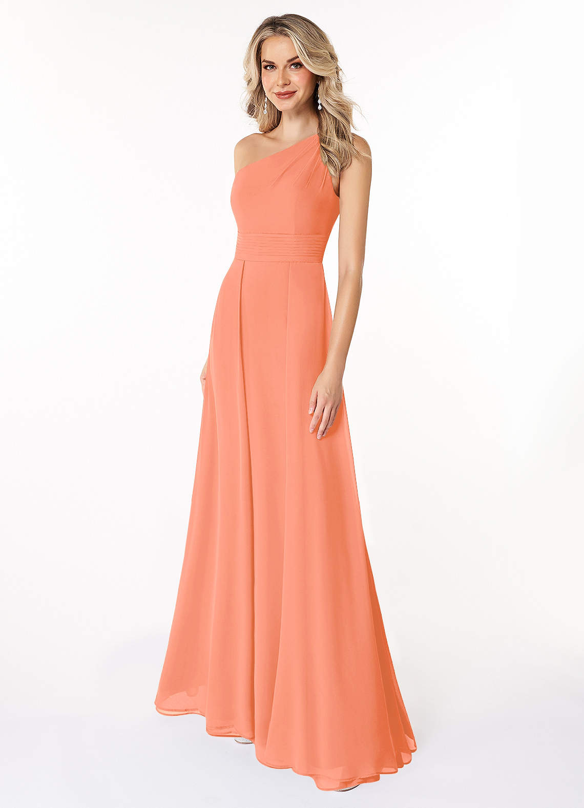 Azazie Dallas Bridesmaid Dresses Sunset A-Line One Shoulder Chiffon Dress image1