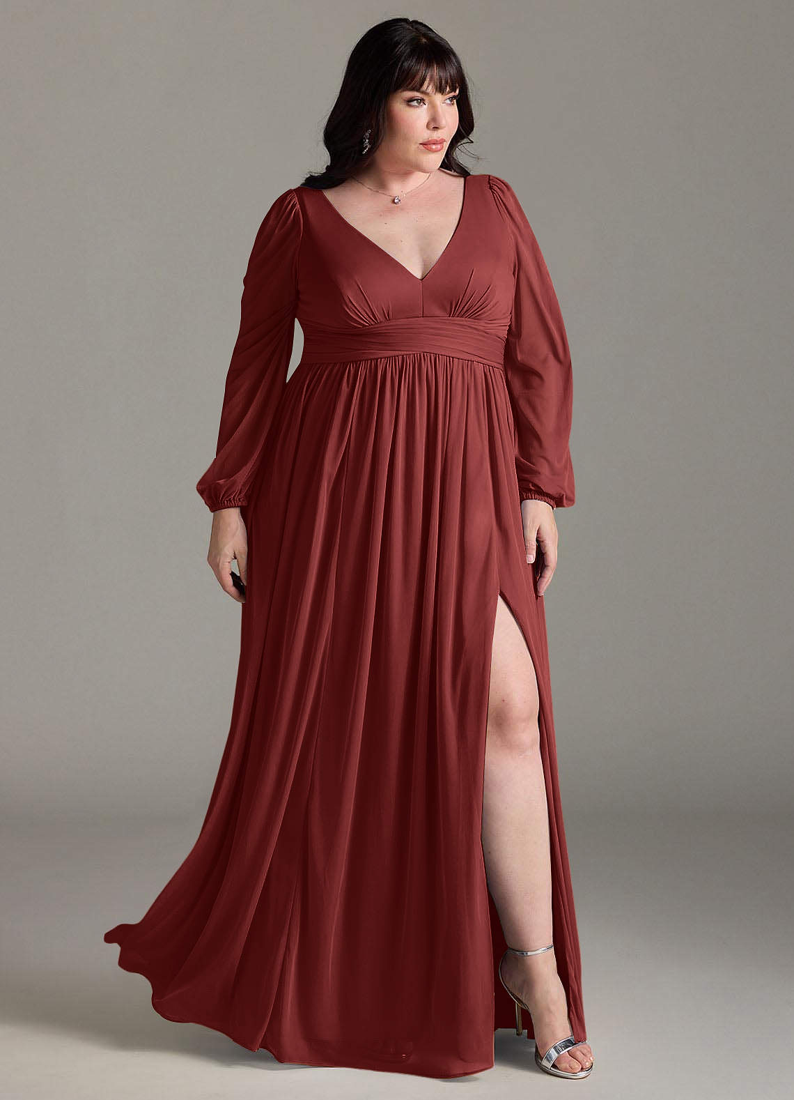 dark terracotta bridesmaid dress Azazie Norah Chiffon Dresses Color:Bright Orange this sleeveless bridesmaid dress beaded lace gown Wyeth Dark Carbon 5