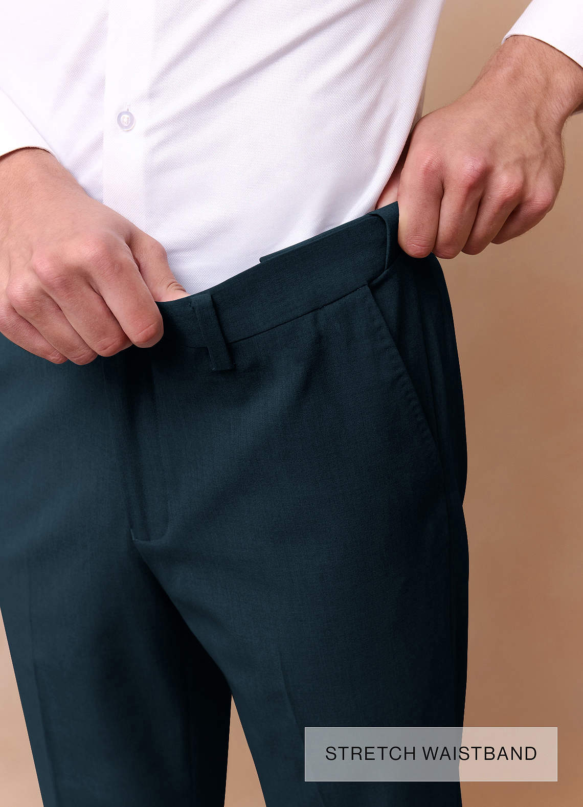 front Savile Teal Wool Blend Dress Pants