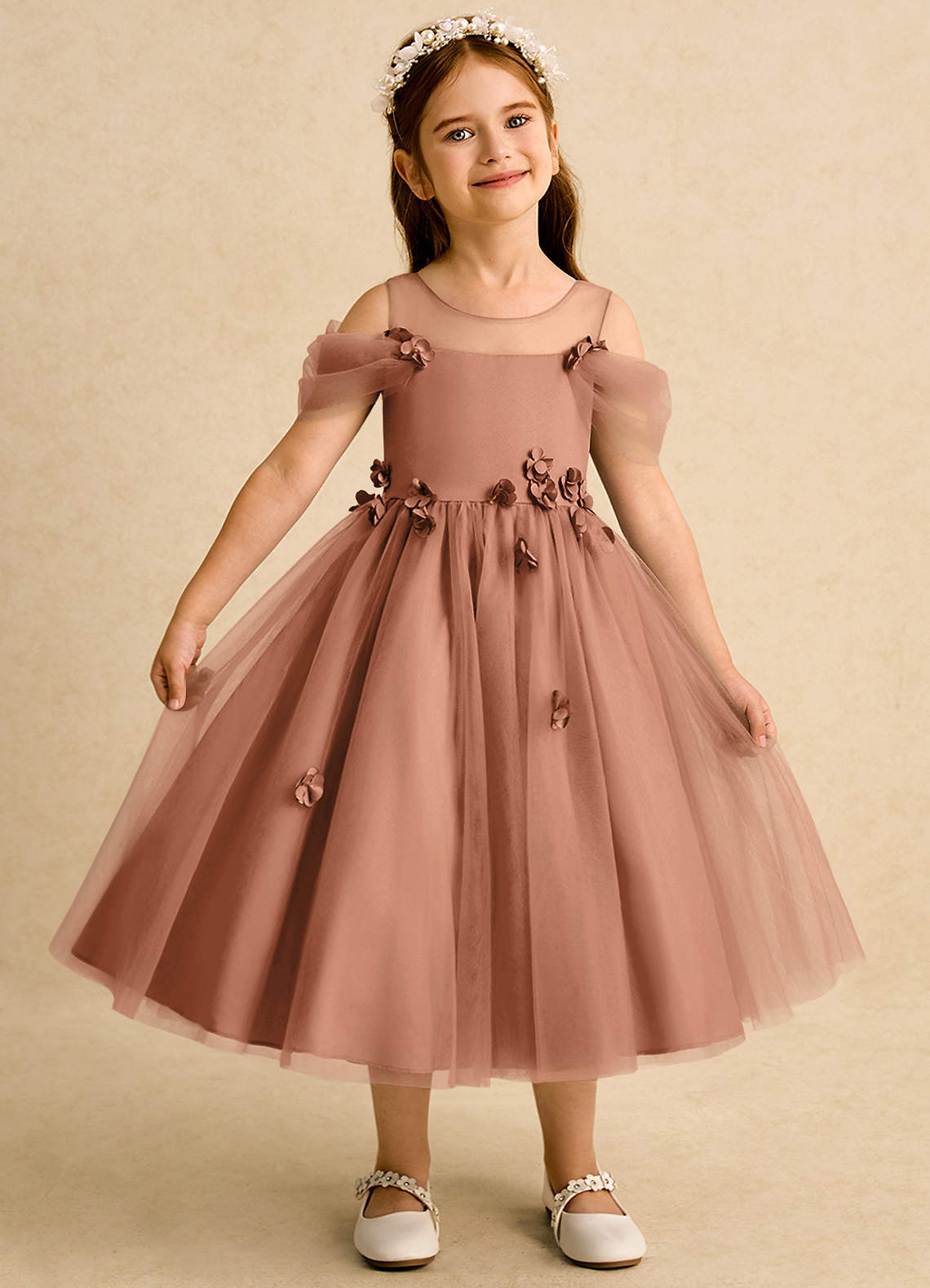 Azazie Juni Bronzer Ball-Gown Pleated Tulle Dress | Azazie