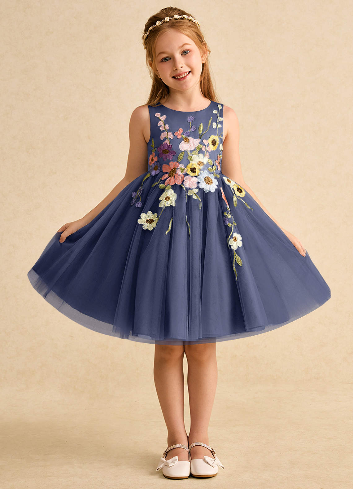 Azazie Prima Flower Girl Dresses Stormy A-Line Bow Tulle Dress image1