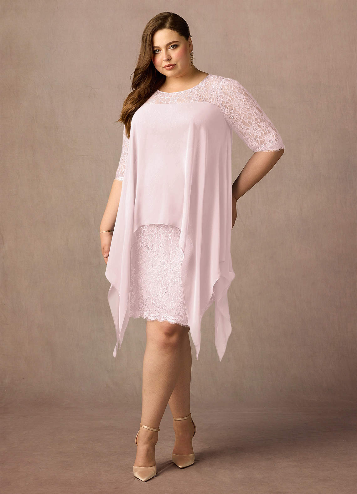 Azazie Flo Mother of the Bride Dresses Blushing Pink A-Line Lace Chiffon Dress image1