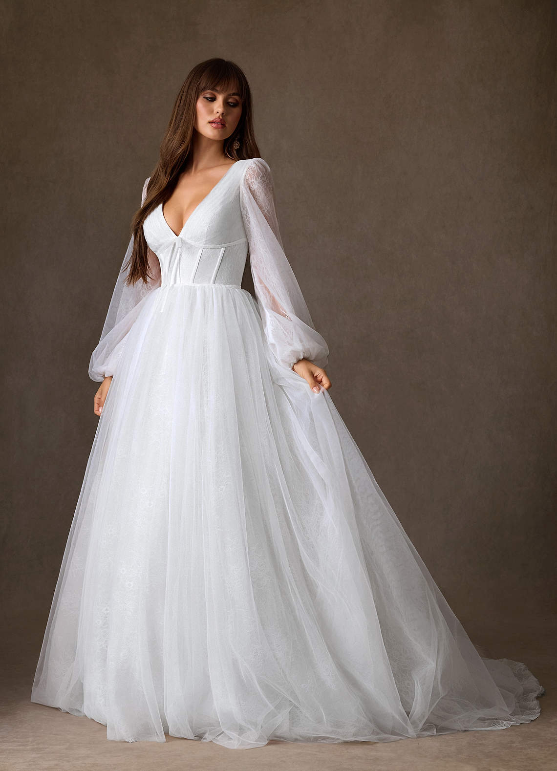 long sleeve diamond wedding dress S0837L 2026 New Fashion Round Neck Long Sleeve Bright Diamond Fluffy Tulle  Long Tail High-end Temperament Wedding Dress| Alibaba.com
