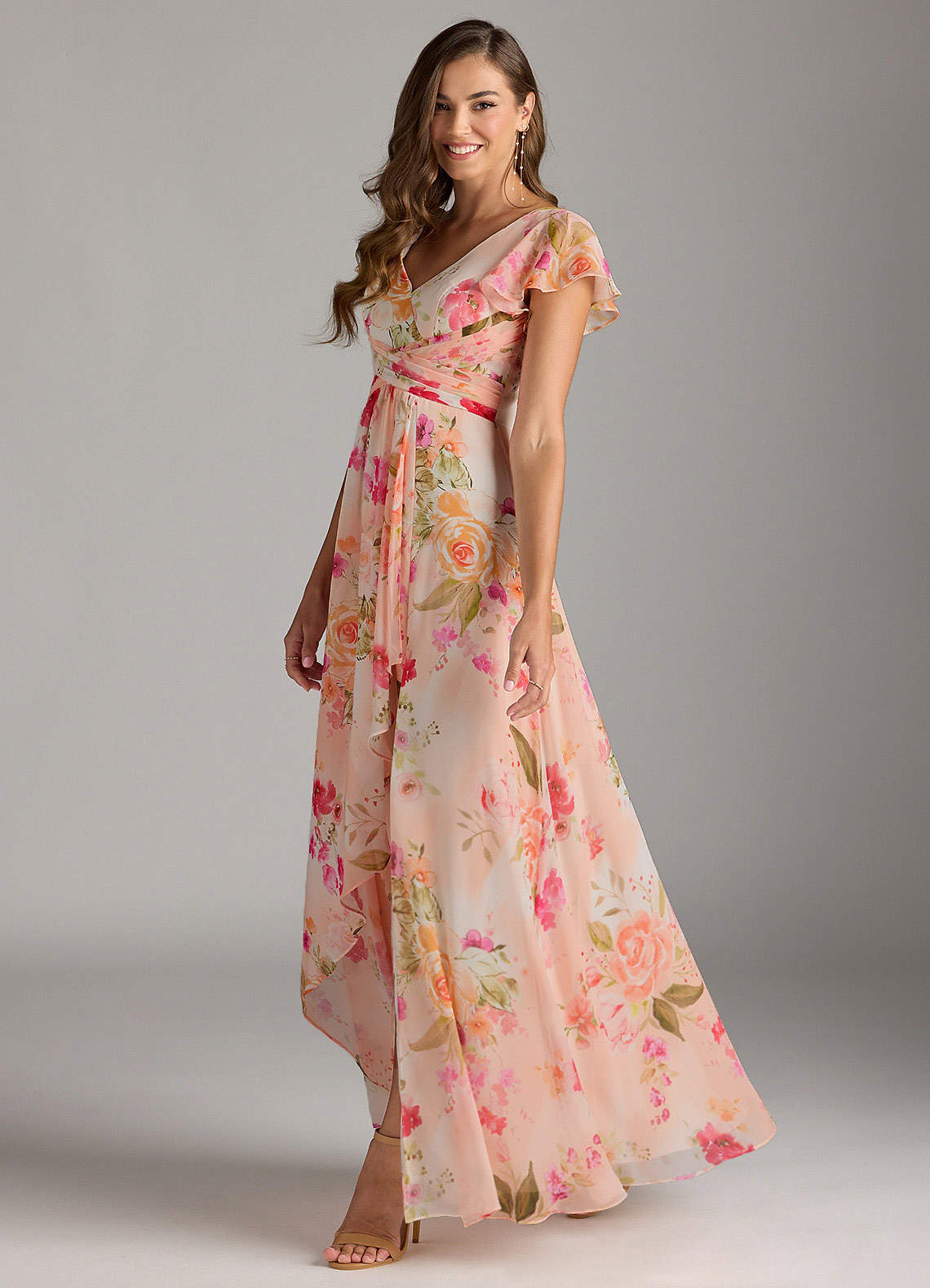 Azazie Omari Bridesmaid Dresses Abstract Bouquet Floral A-Line Chiffon Dress image3