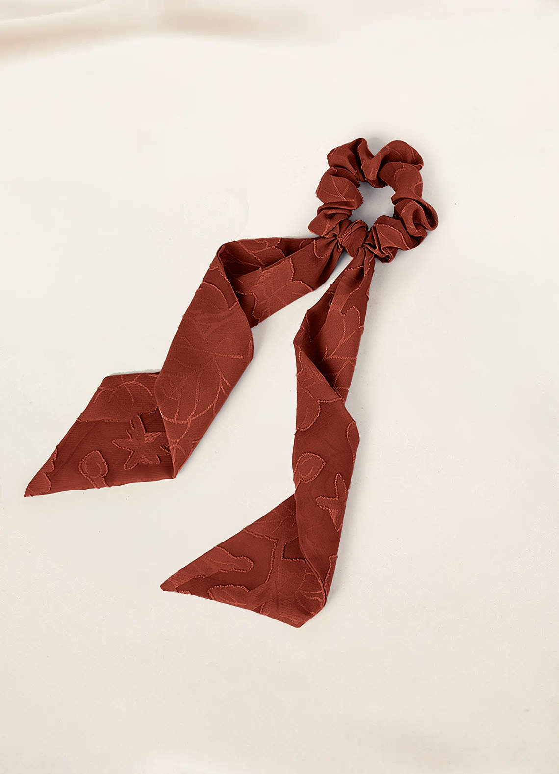 front Matching Color Floral Burnout Hair Scarf Scrunchie