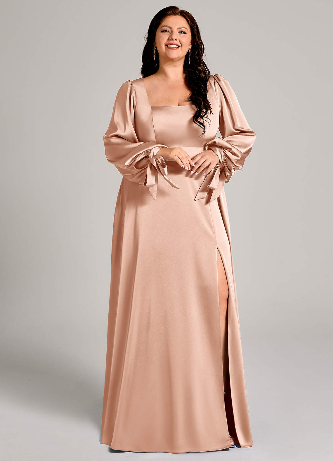 green emerald velvet dress Chicsew Mix Match Rose Gold Bridesmaid Dresse Satin Sexy Side Split Mermaid Long / Mismatched Bridesmaid Dresses Long, Rose Gold / C main image 1