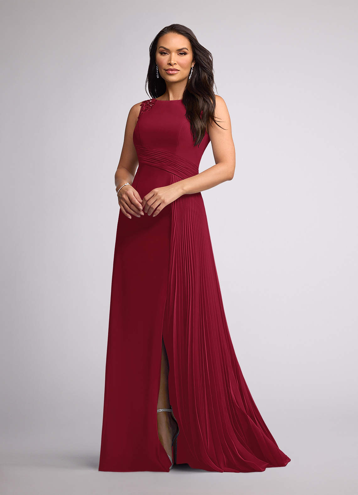 Azazie Galvan Mother of the Bride Dresses Burgundy A-Line Sequins Chiffon Dress image1