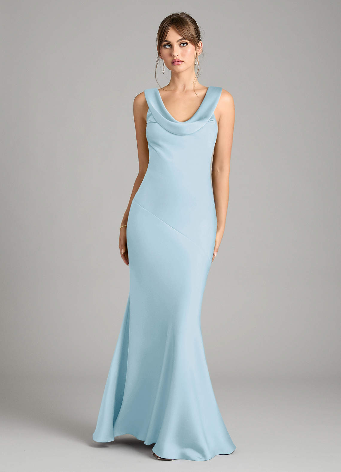 Azazie Rylina Bridesmaid Dresses Sky Blue Mermaid Stretch Satin Dress image1