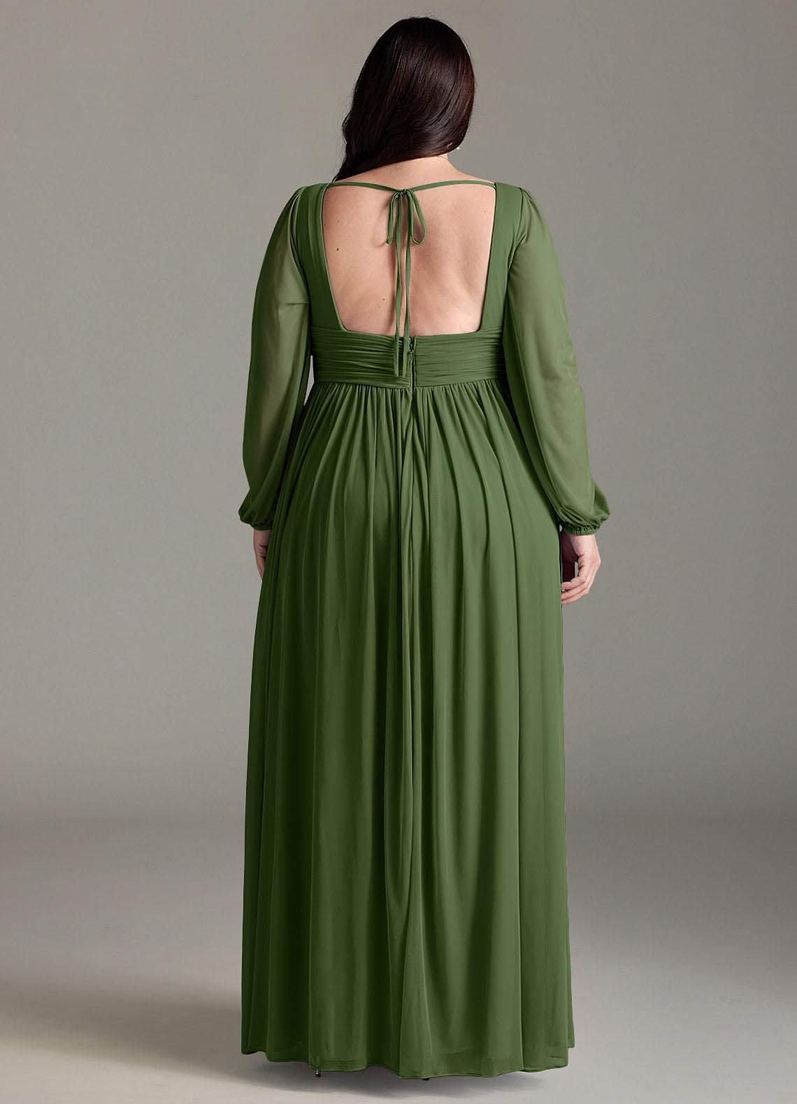 Azazie Norah Abiti da Damigella Abito A-Line in Chiffon con Maniche lunghe e Scollo a V Oliva image6