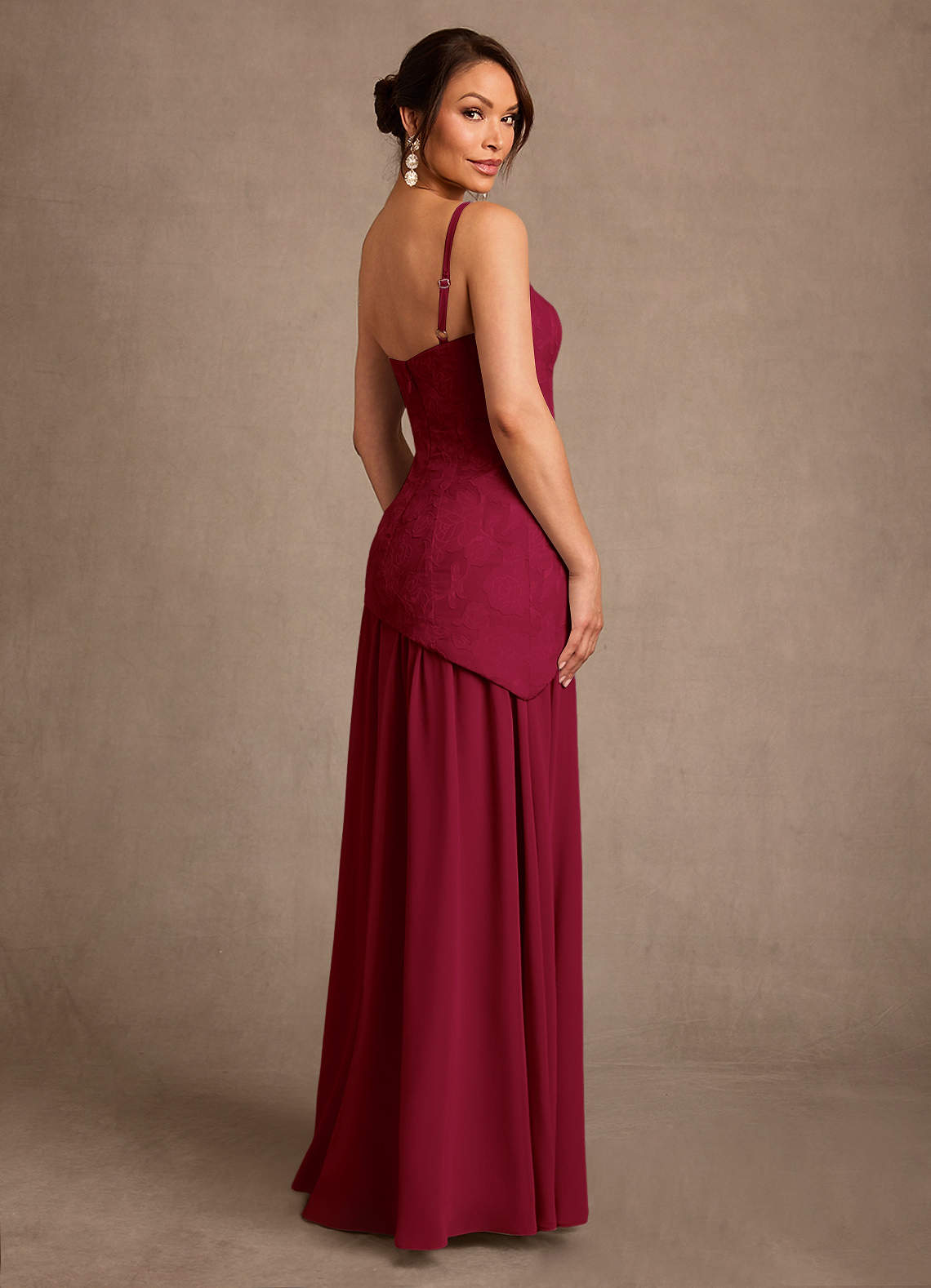 Azazie Flossie Mother of the Bride Dresses Burgundy A-Line Pleated Chiffon Dress image4