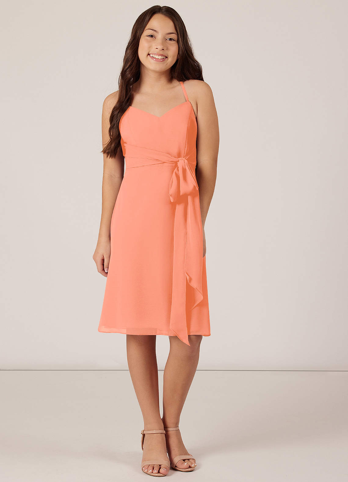 Azazie Doll Junior Sunset A-Line Bow Chiffon Dress image1