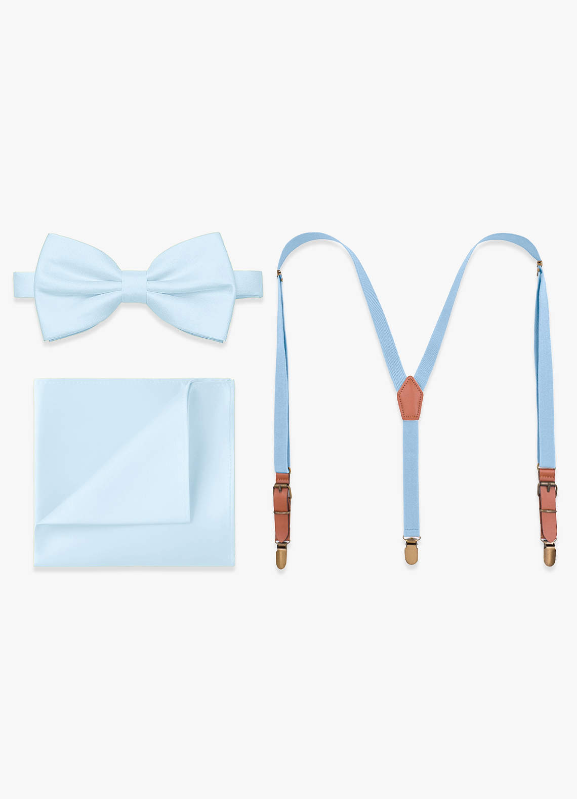 front Matching Bow Tie & Pocket Square & Suspenders Set
