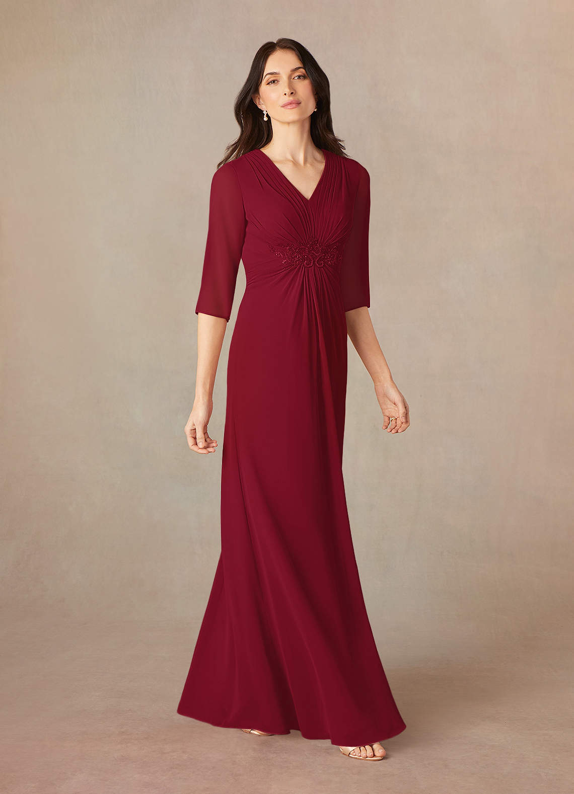 Burgundy Azazie Yessica ALine Sequins Chiffon FloorLength Dress Azazie