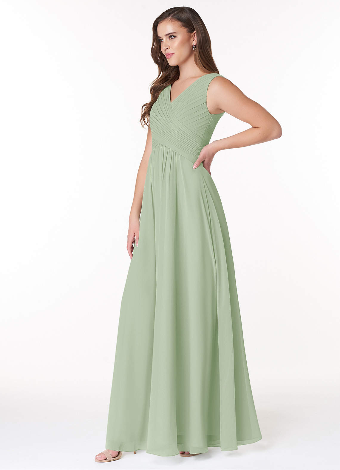 cheap bridesmaid dresses sage green Mismatched Dusty Sage Satin Mermaid Long Cheap Custom Bridesmaid Dresses,  GRB0124 main image 0