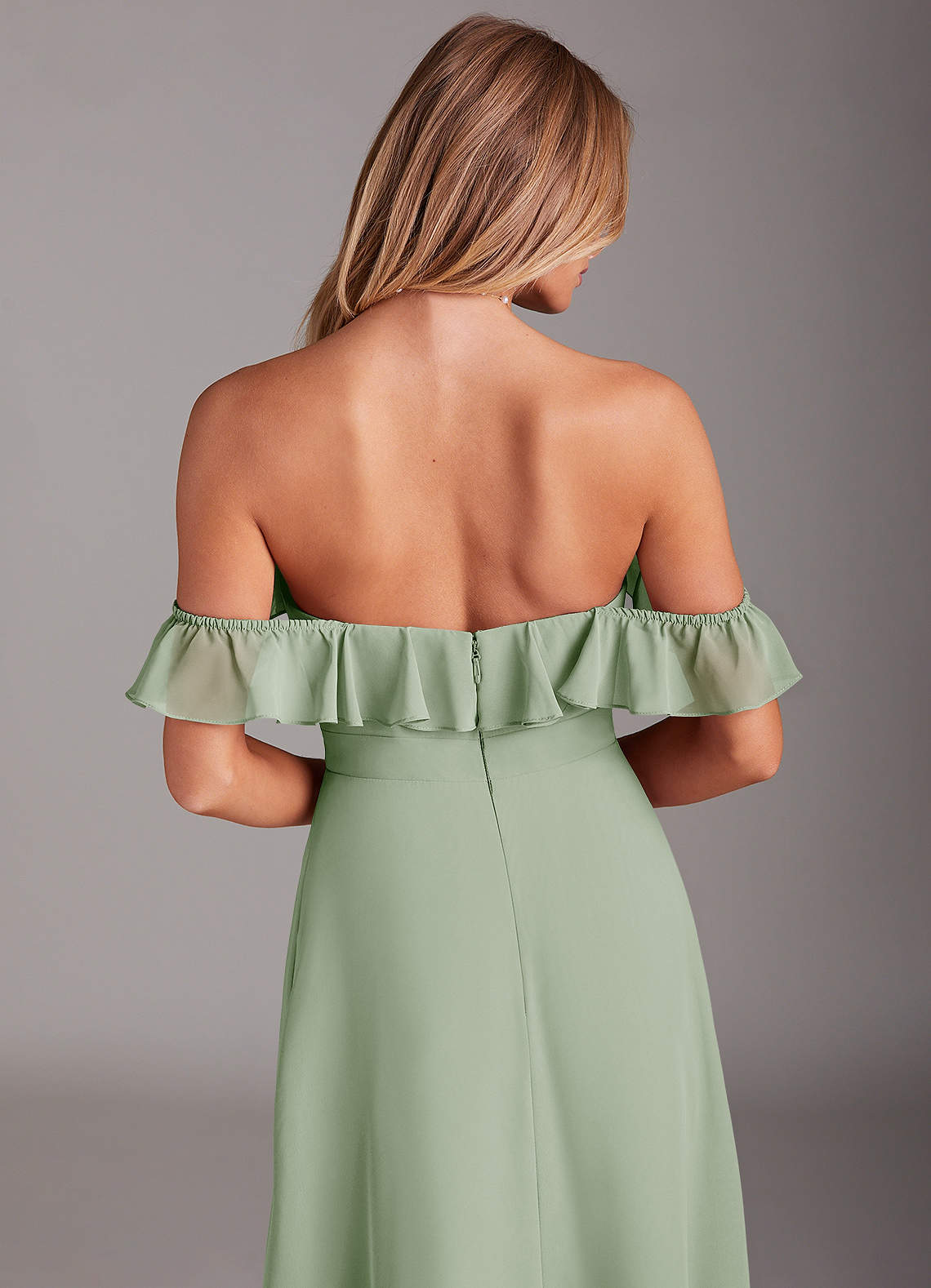 Azazie Lyra Bridesmaid Dresses Dusty Sage A-Line Chiffon Convertible Dress image7