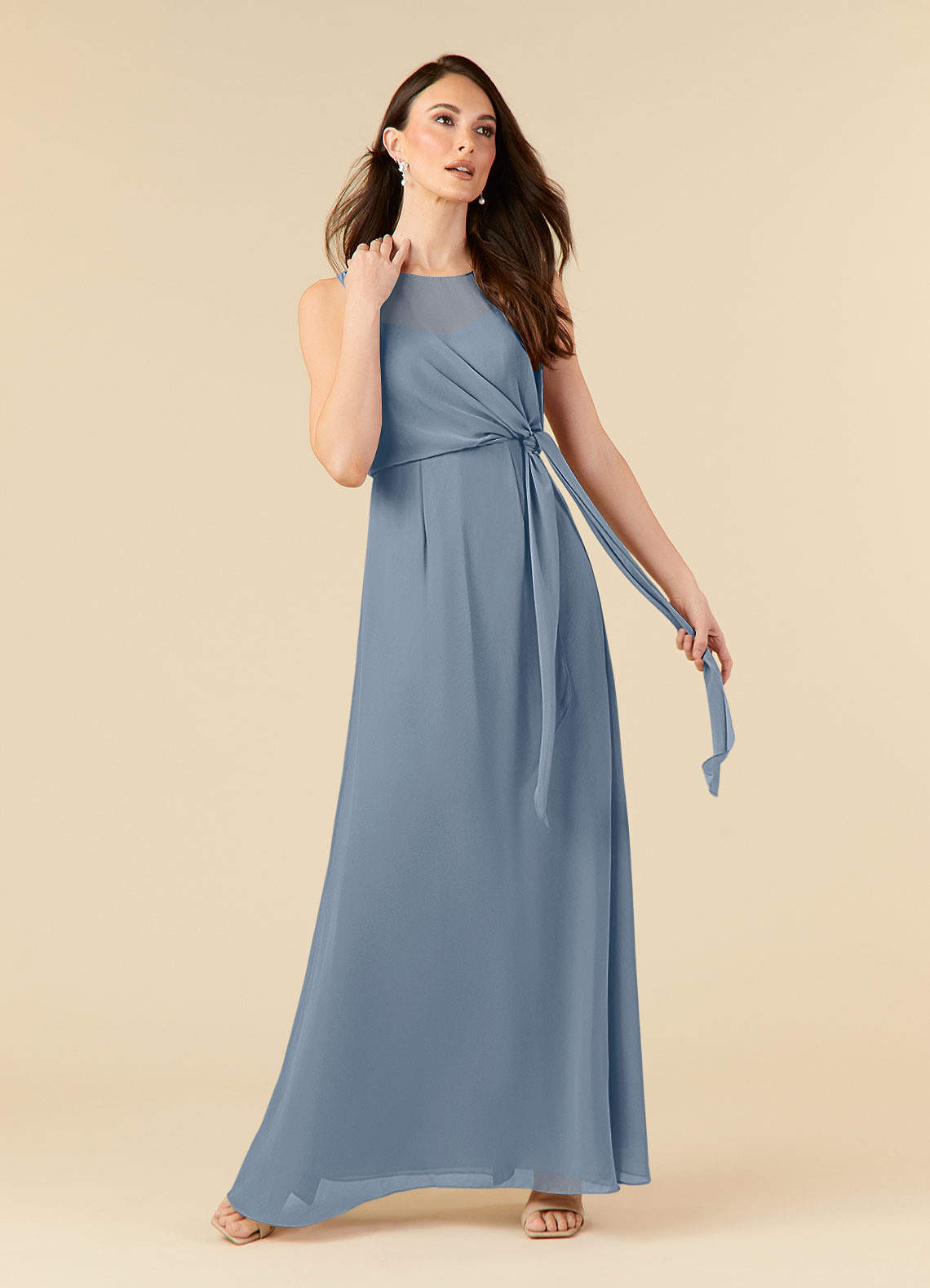 Azazie Marchioness Mother of the Bride Dresses Twilight A-Line Scoop Pleated Chiffon Dress image1