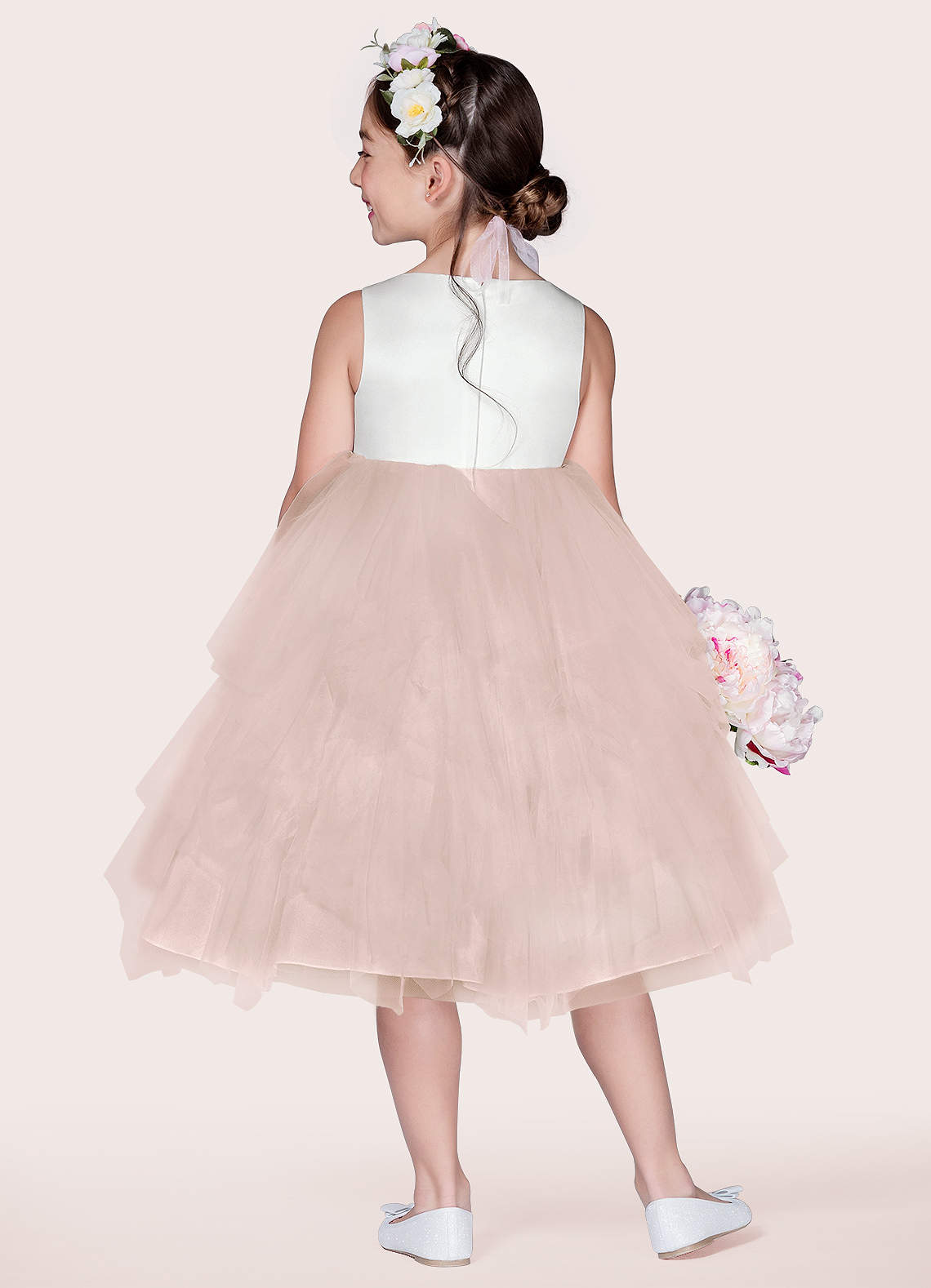 Azazie Redondo Flower Girl Dresses Ball-Gown Embroidered Tulle Knee-Length Dress image1