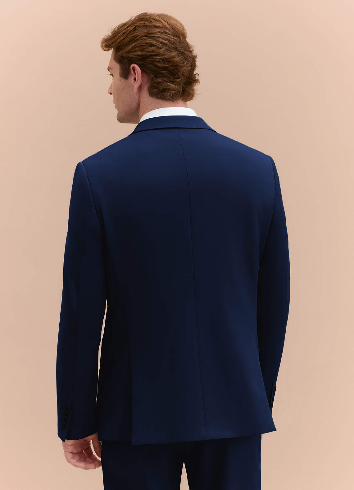 front James Blue Structured Stretch Suit Jacket