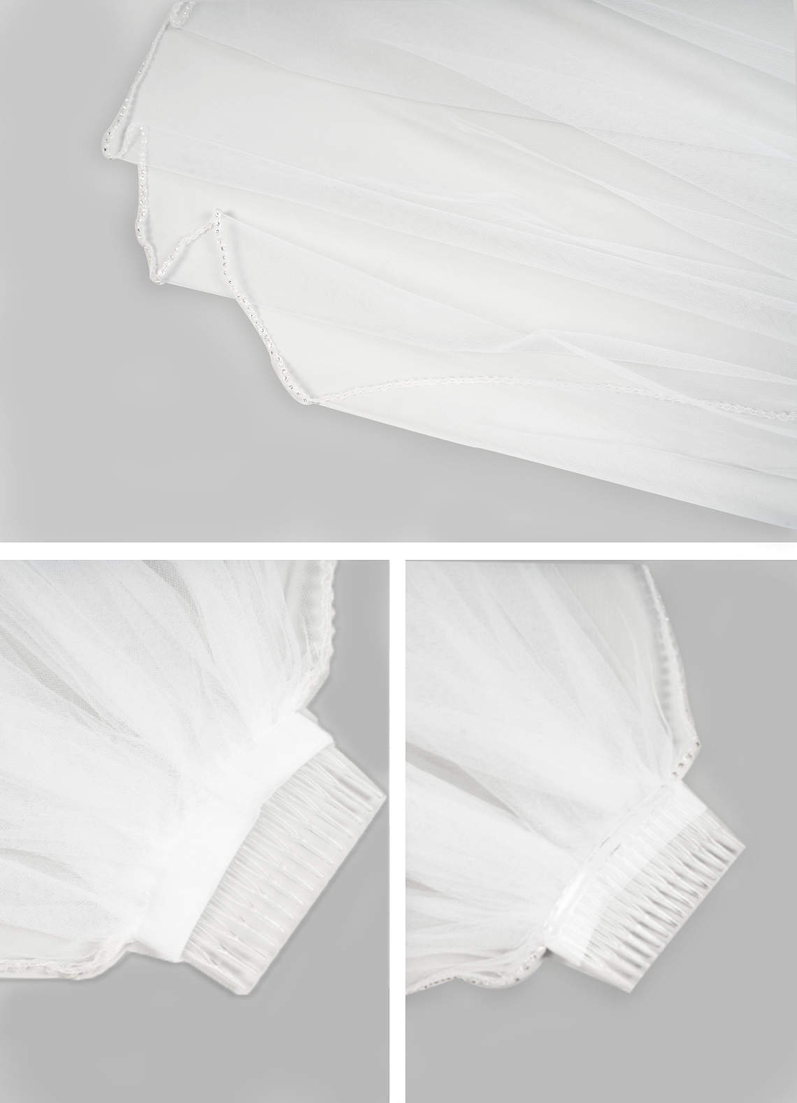 front Paula Beads Waist Length Veil