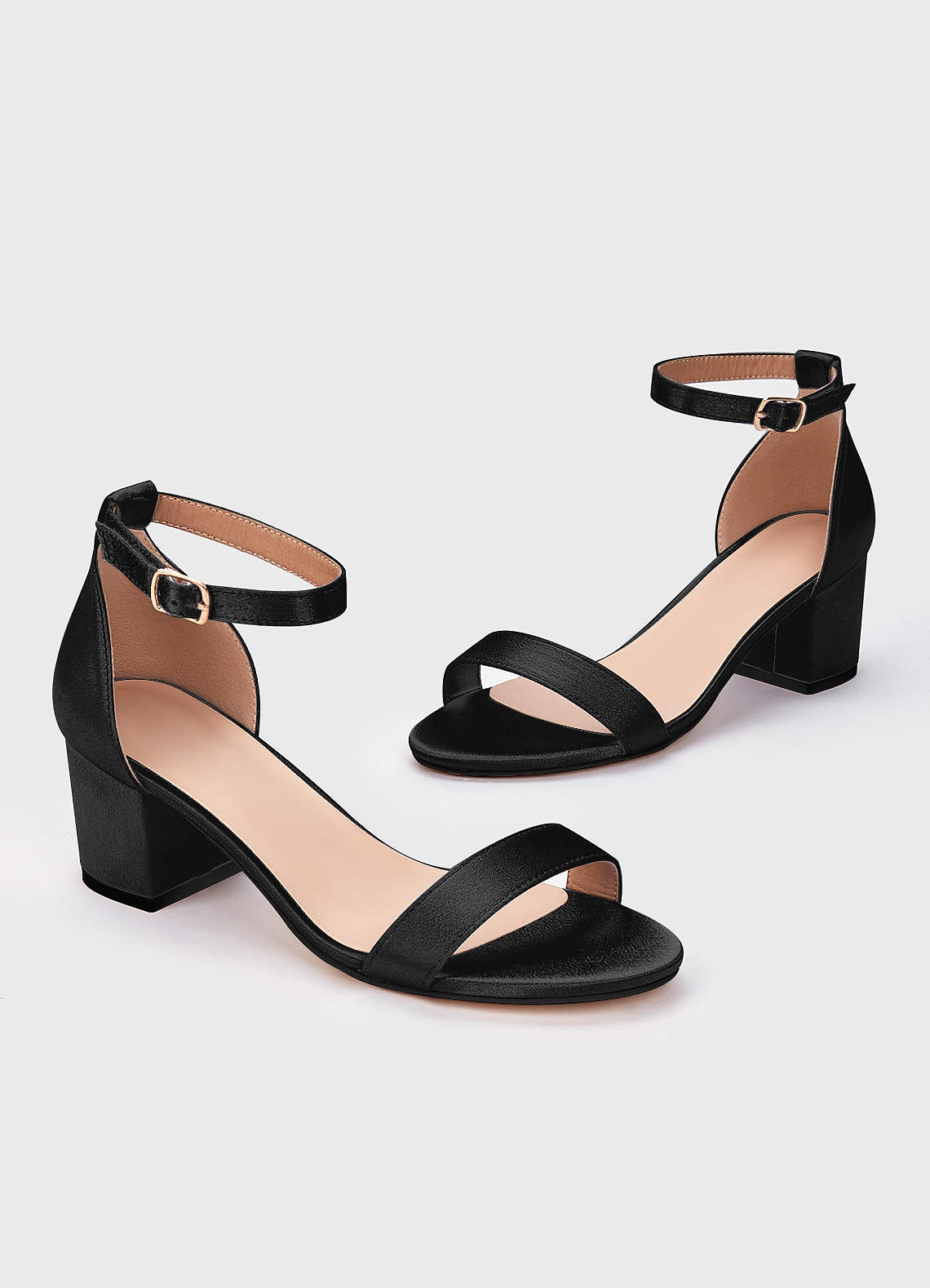 front Matching Color Metallic Satin Block Low Heel Sandals & Pleated Handbag Set