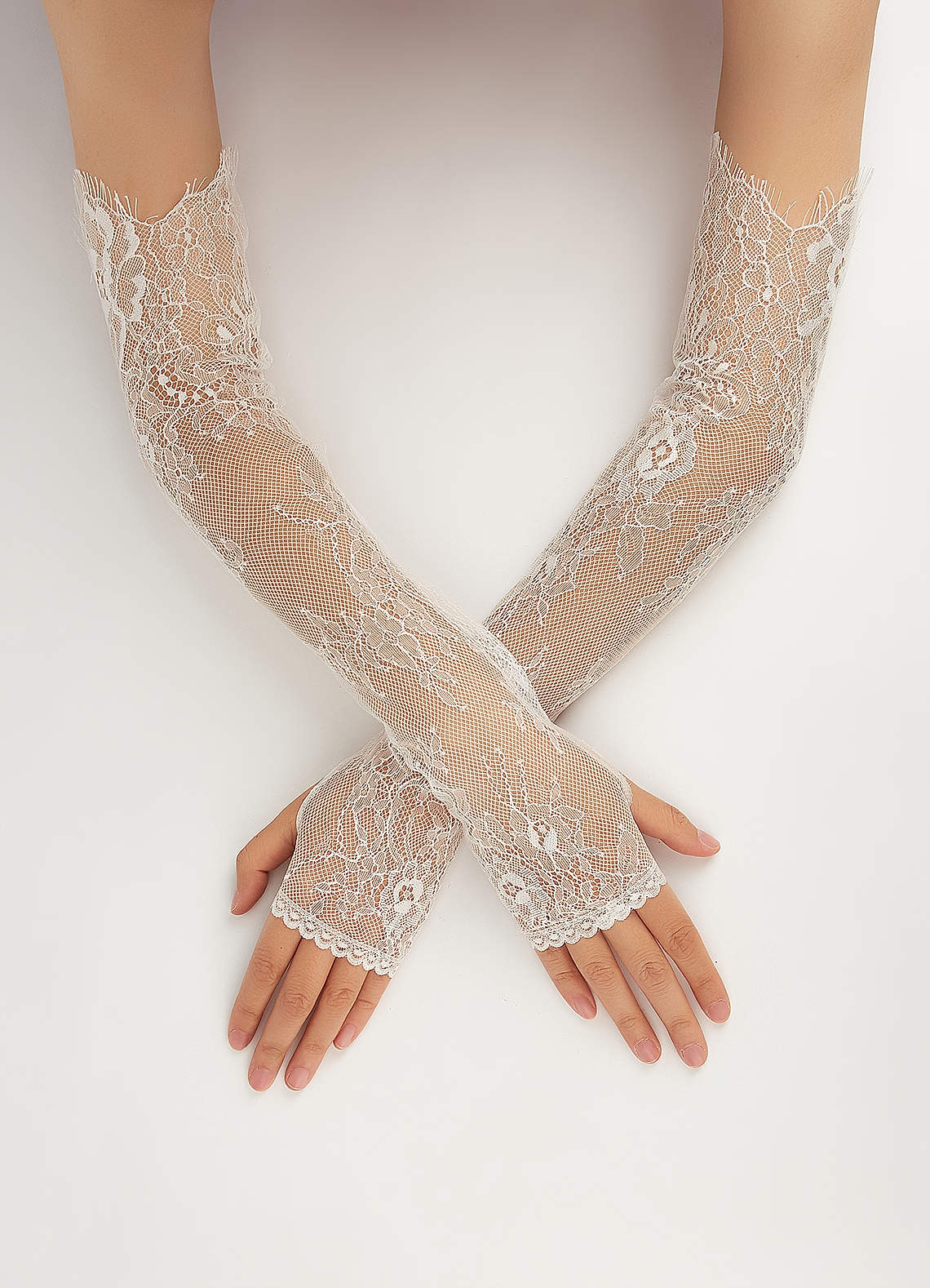 front Guantes sin dedos de encaje Chantilly