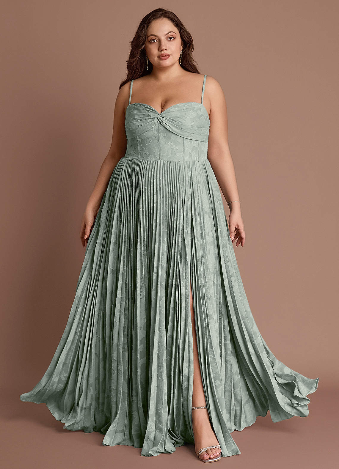 Akiko Pistachio Pleated Maxi Dress image1