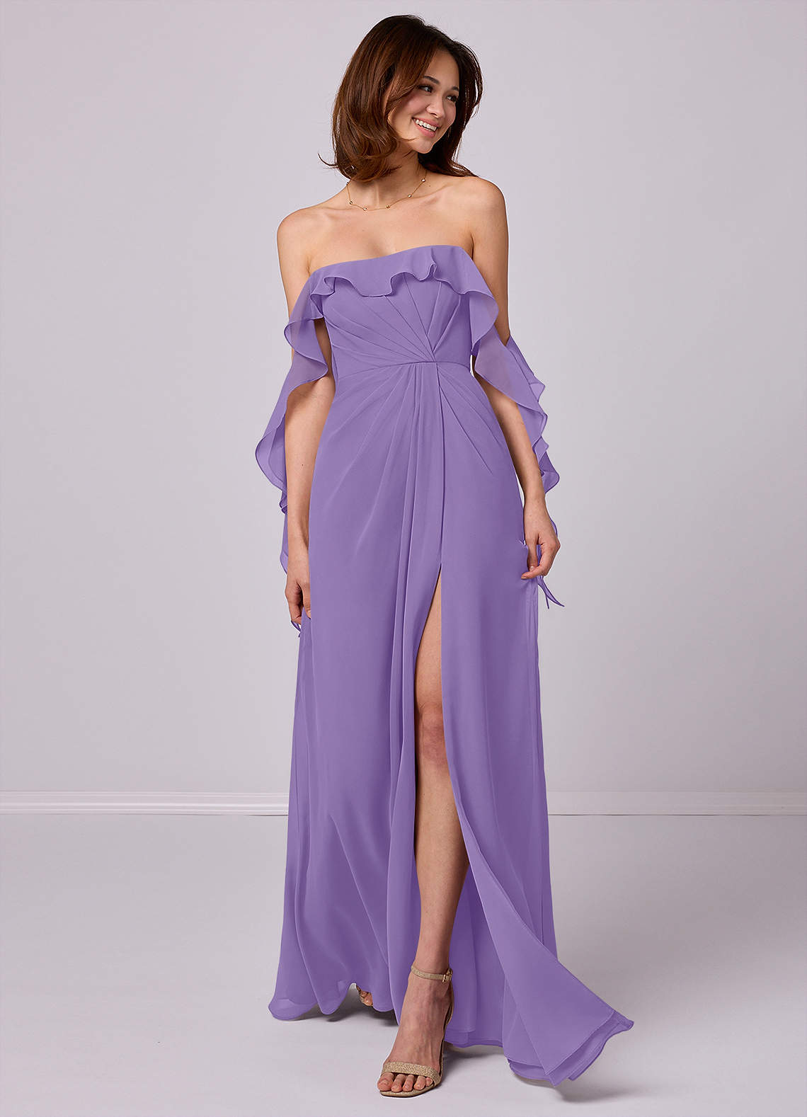 Barbie ♥ Azazie Bridesmaid Dresses Tahiti A-Line Off the Shoulder Chiffon Convertible Dress image1
