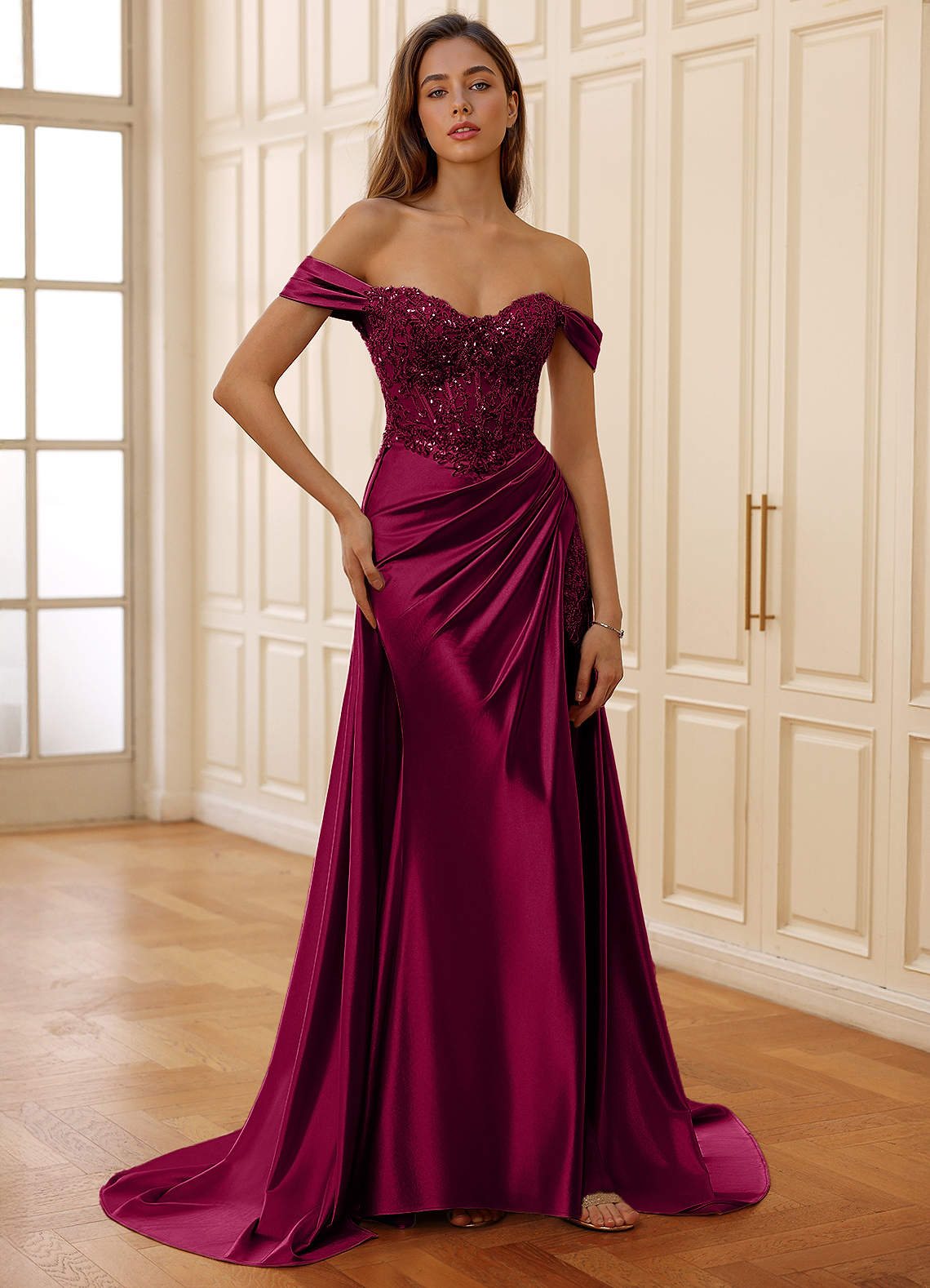 knee length dresses for ladies LaDivine S557 Mermaid Long Formal Corset Prom Dress – The Dress Outlet main image 0