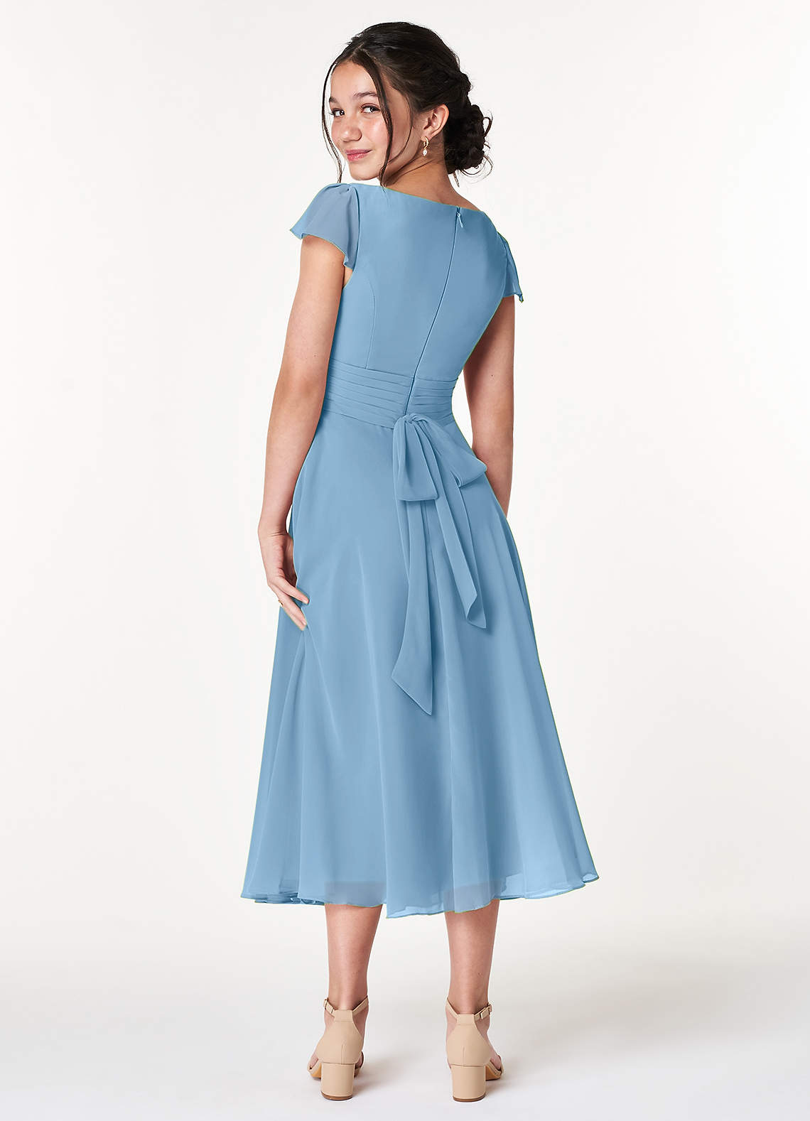 Cocktail Dresses Sky Blue Knee Length Dress Navy Blue Cocktail Dress Blue  Chiffon Dress Knee Length