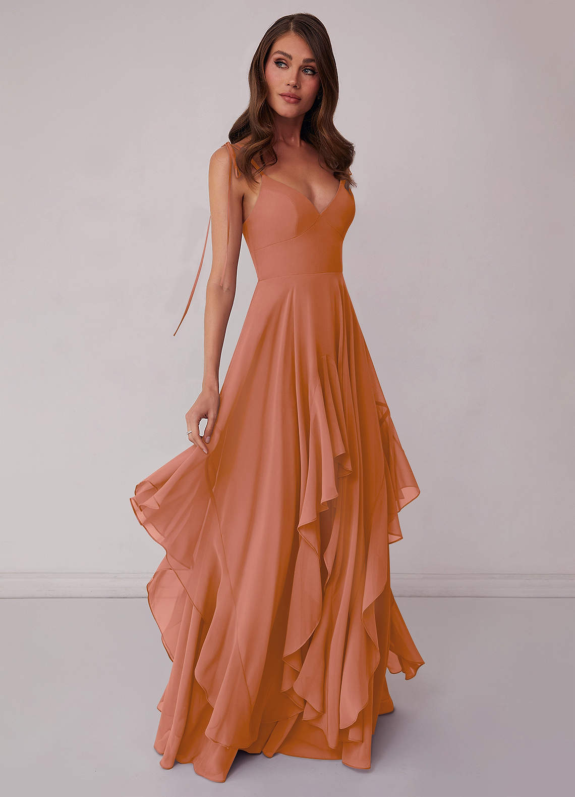 Barbie ♥ Azazie Bridesmaid Dresses V-neck Chiffon Tiered A-line Dress image1