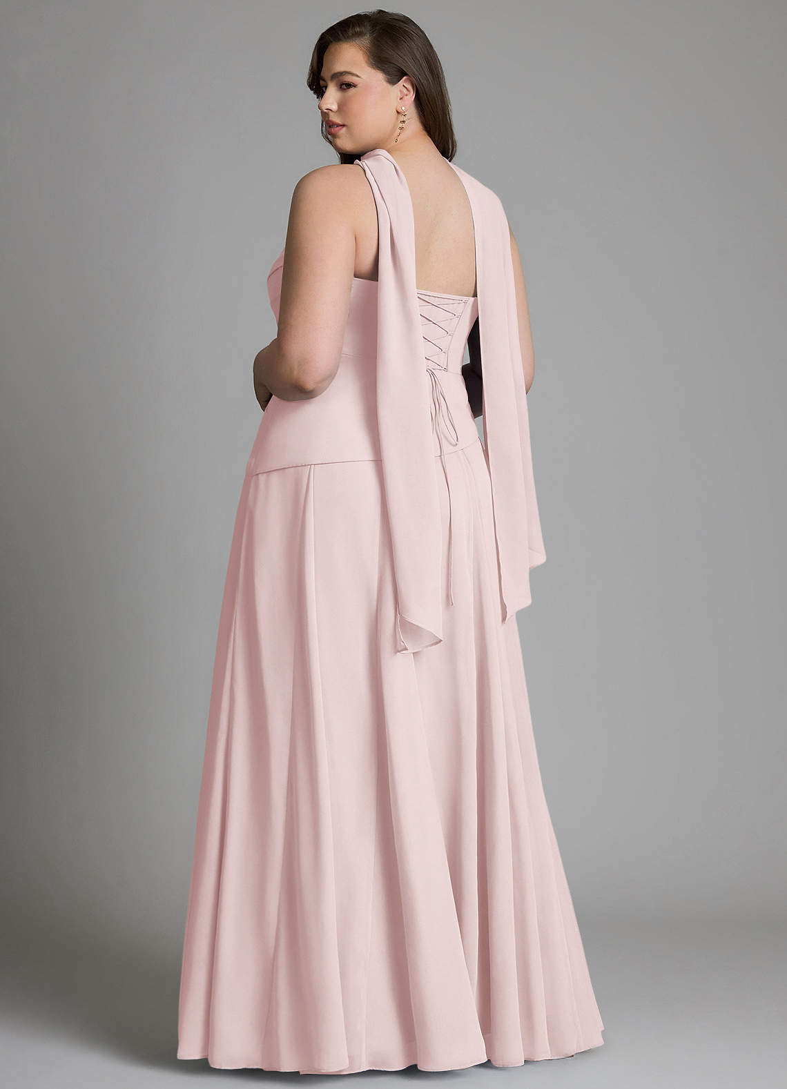 Azazie Gabriela Bridesmaid Dresses Blushing Pink A-Line Corset Chiffon Dress image13