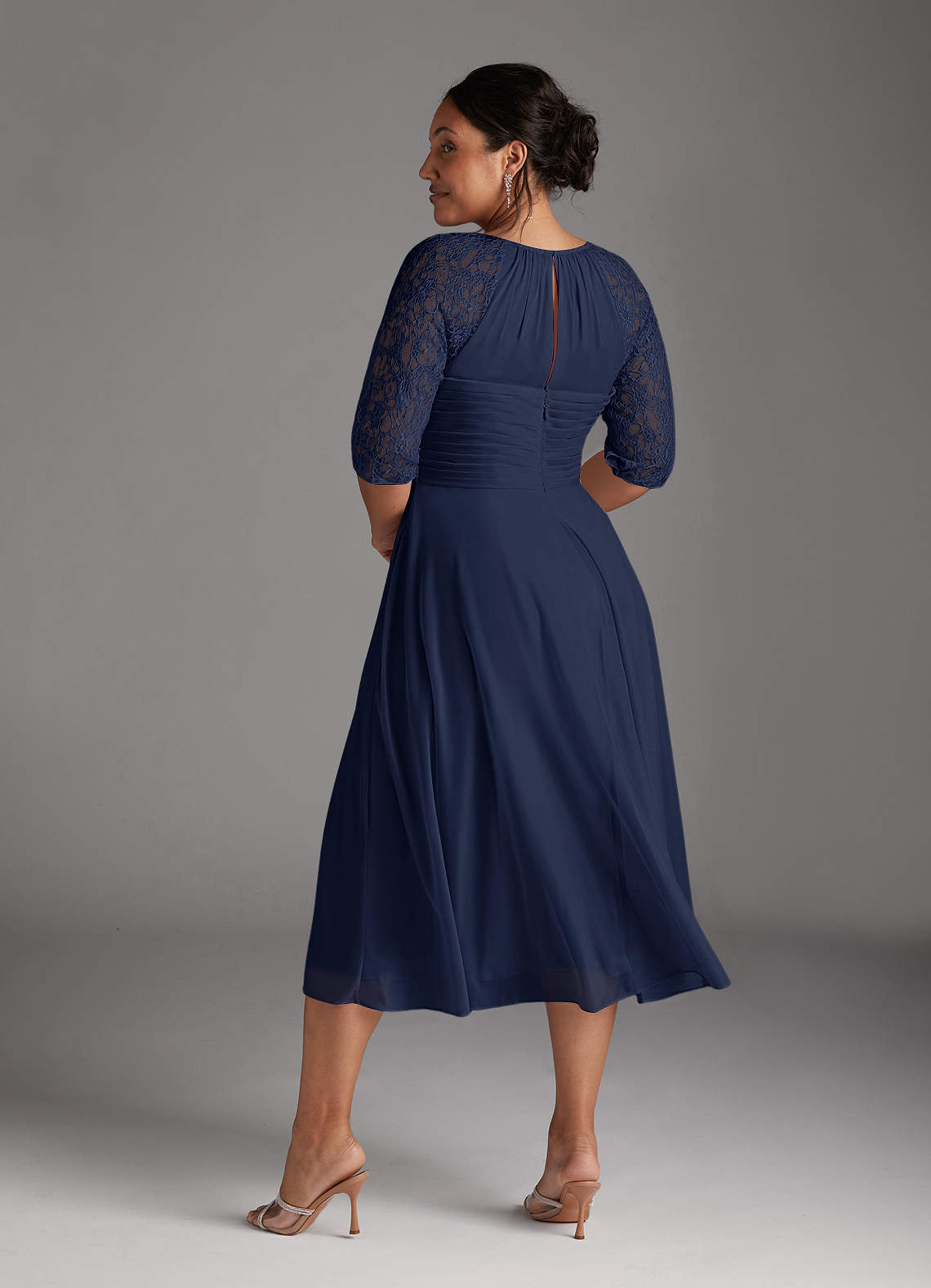 Azazie Gracelyn Mother of the Bride Dresses Dark Navy A-Line Lace Dress image8