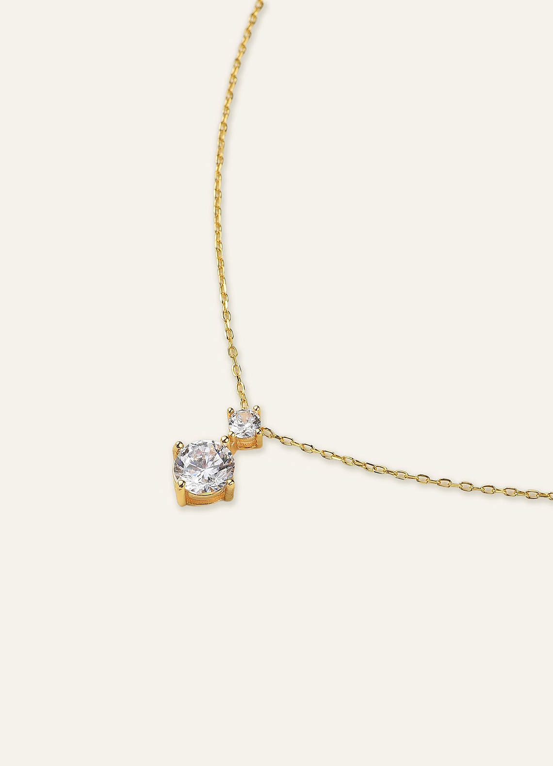 front 925 Sterling Silver Double Crystal Pendant Necklace