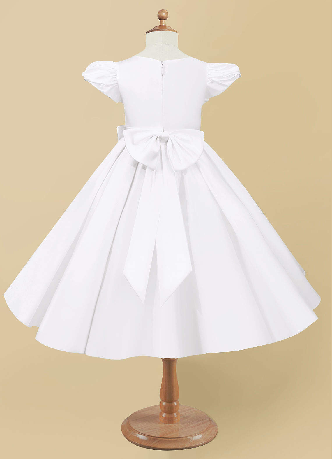 Azazie Jewel Venta final Vestido de Blanco de Satin Mate de Corte Princesa con Plisado image4